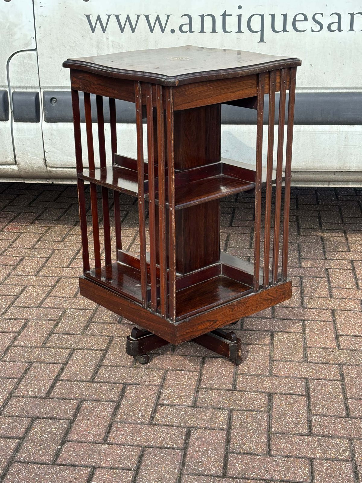 photo for sale Edwardian Inlaid Mahogany Revolving Bookcase