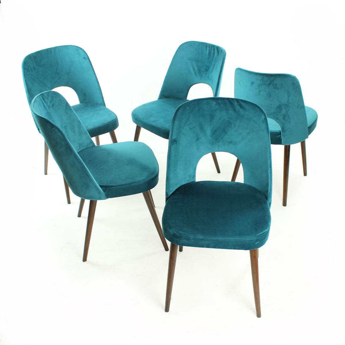 Dining Chairs By Oswald Haerdtl In Velvet For Ton, Czechoslovakia 1950s, Set Of 4