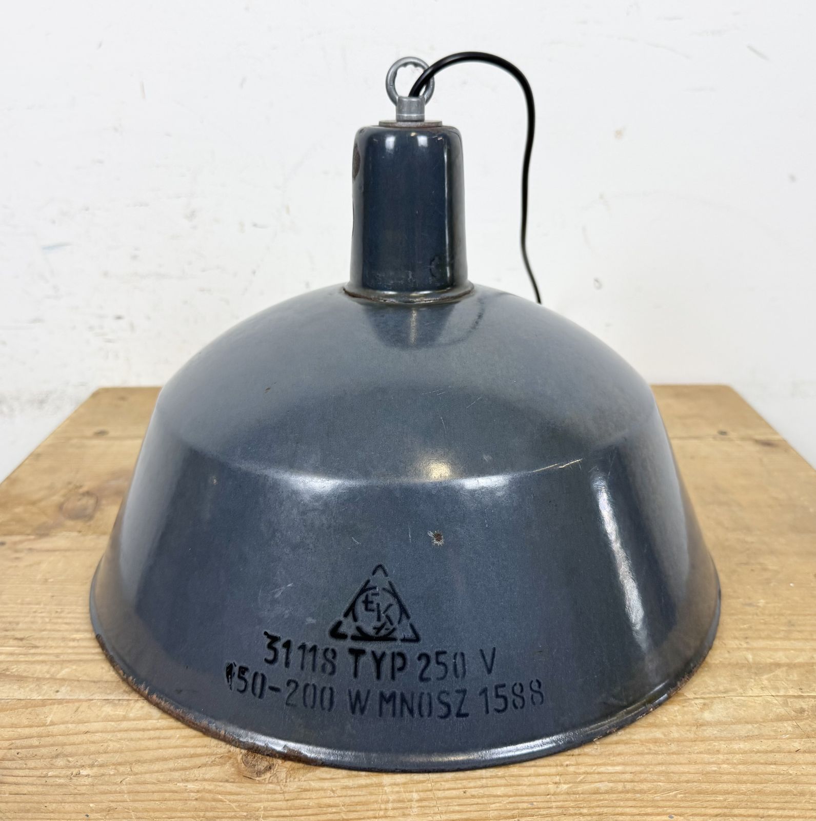199.0 Industrial Dark Blue Enamel Pendant Lamp From Emax, 1960s photo