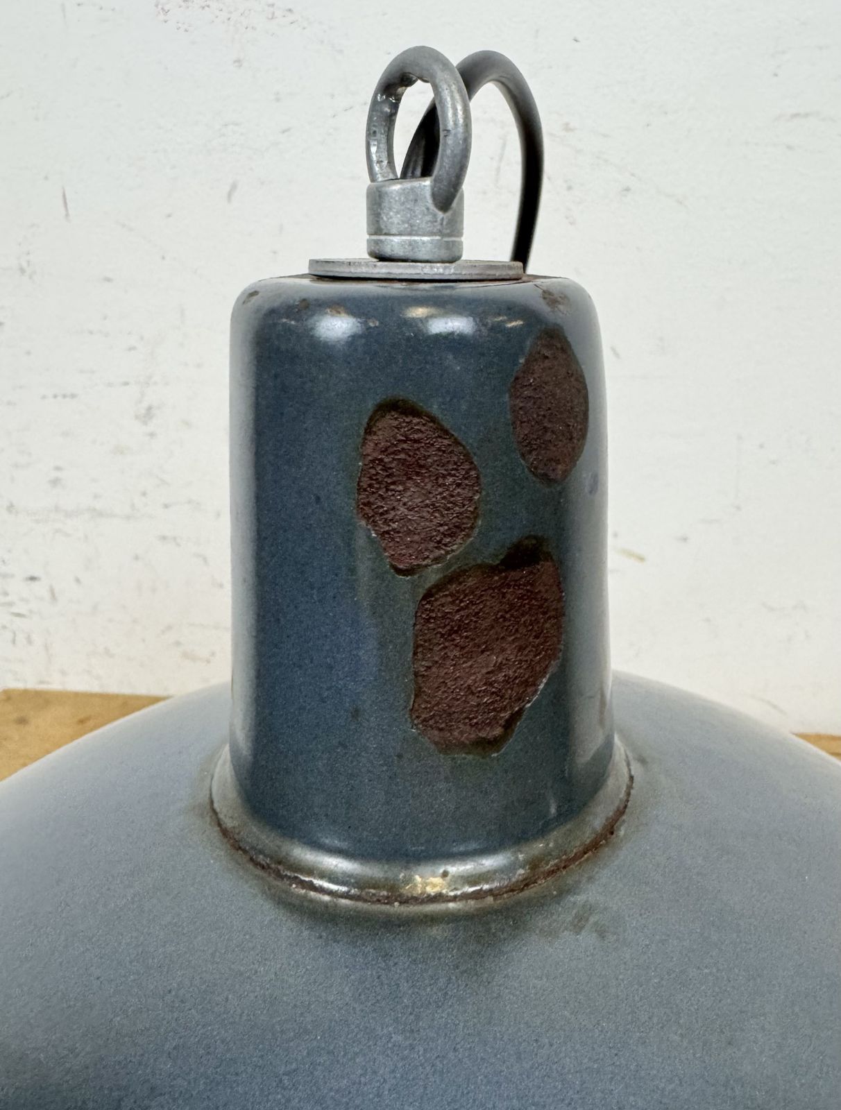 photo buy Industrial Dark Blue Enamel Pendant Lamp From Emax, 1960s