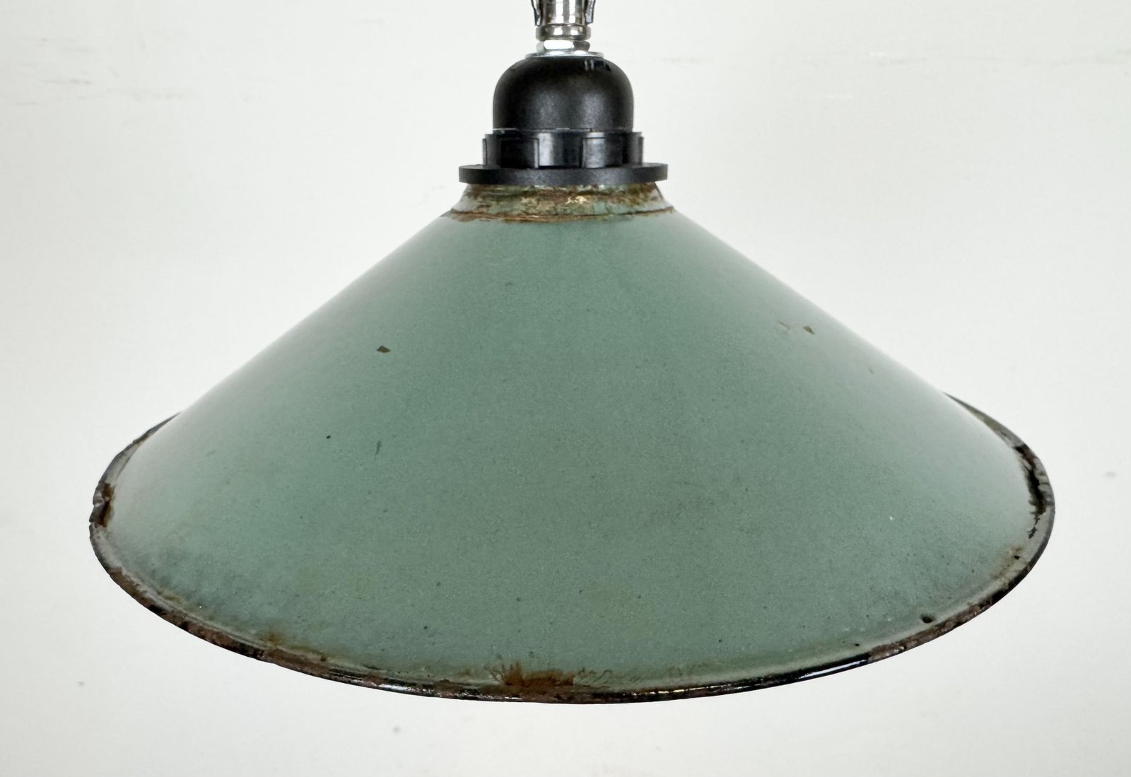 Industrial Petrol Enamel Factory Pendant Lamp, 1960s photo furniture