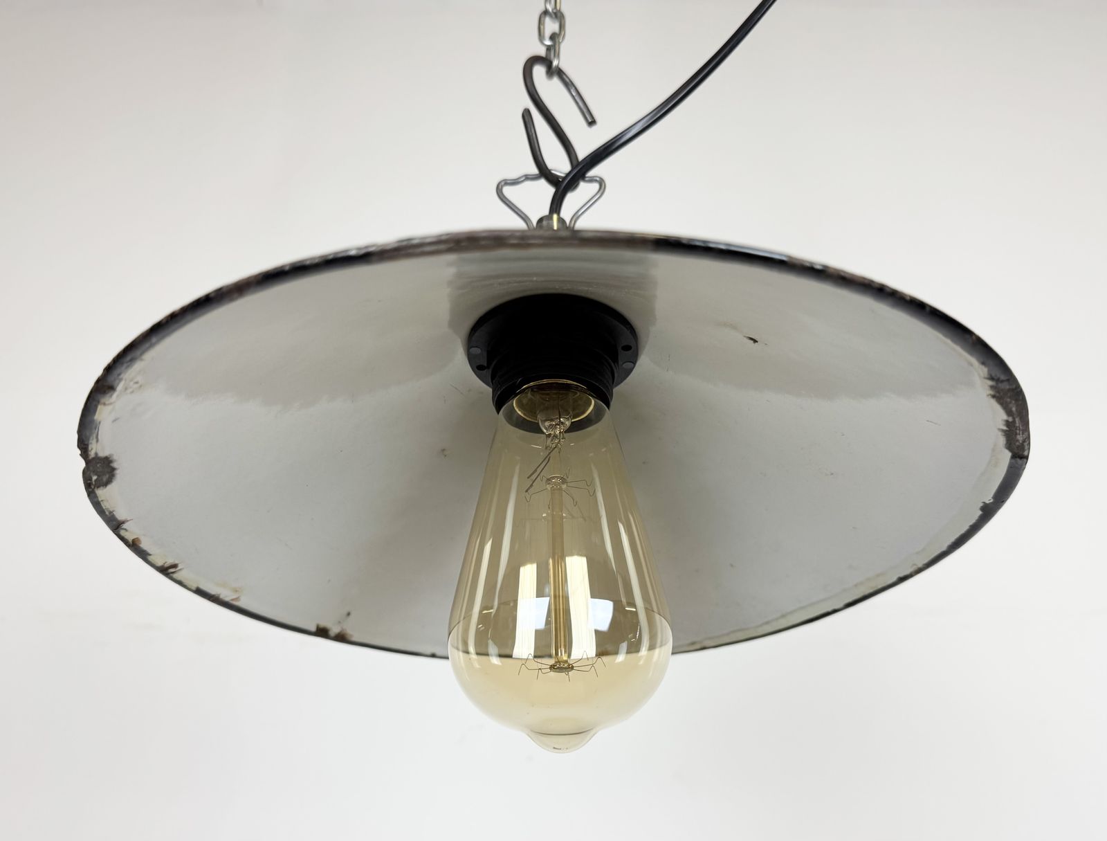 photo buy Industrial Petrol Enamel Factory Pendant Lamp, 1960s