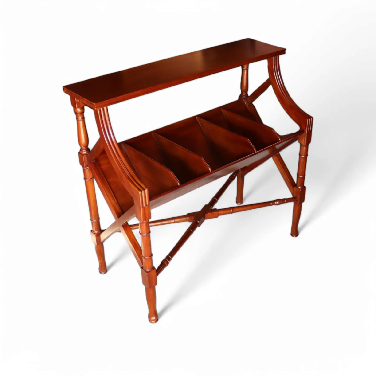 photo vinterior Vintage Mahogany Book Trough / Book Stand Bookcase