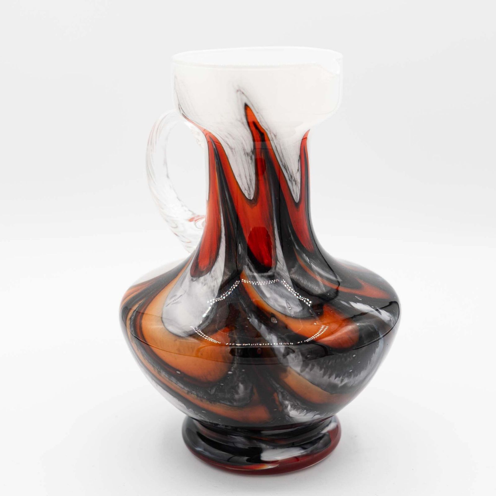 Murano "Fiorentina" Opal Glass Handle Vase   Carlo Moretti   C1970s photo Home Decor