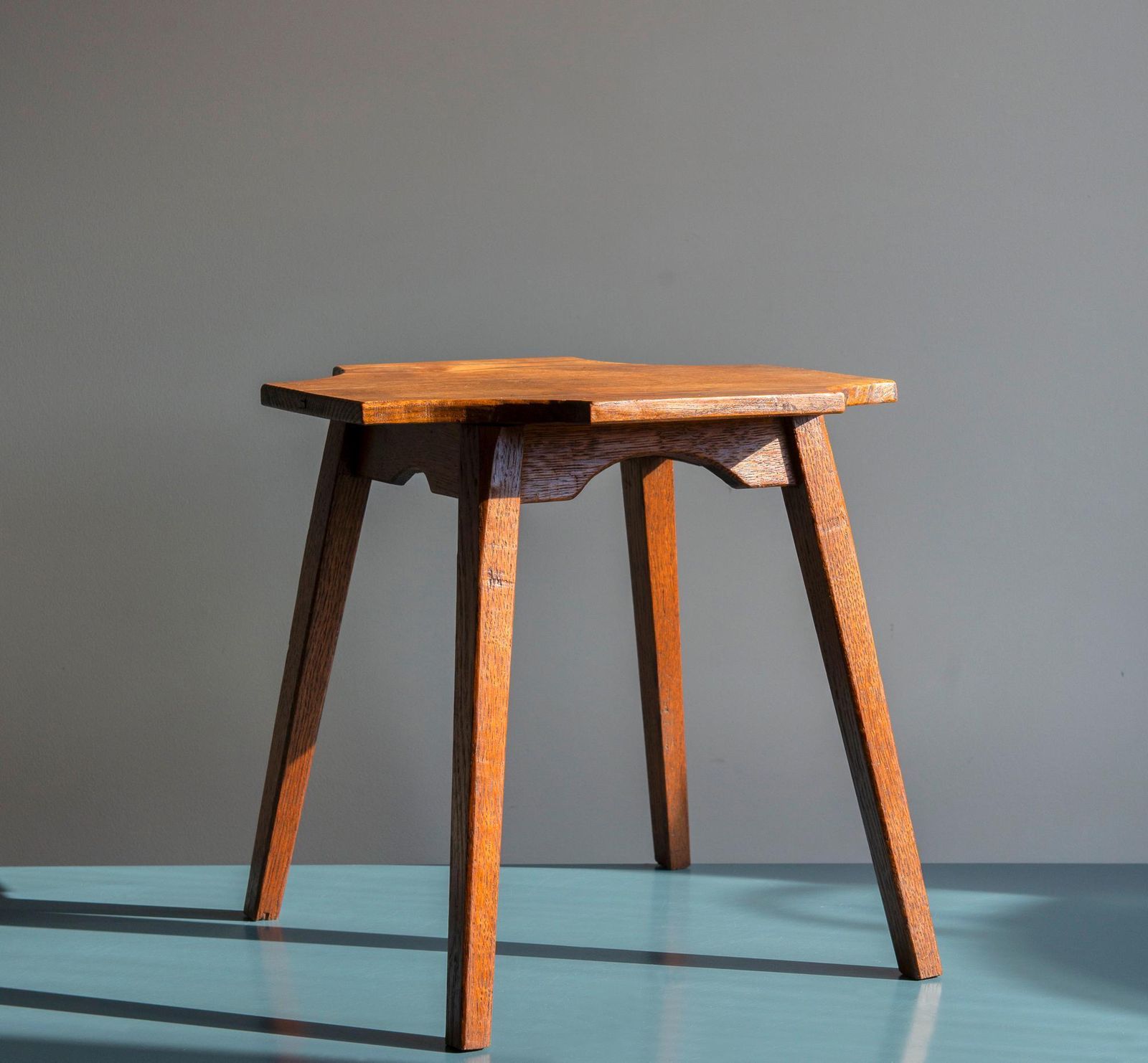 Oak Side Table, Art Deco Coffee Table, Vintage Wooden Plant Stand, Dutch Stool, Amsterdam School Design photo Furniture