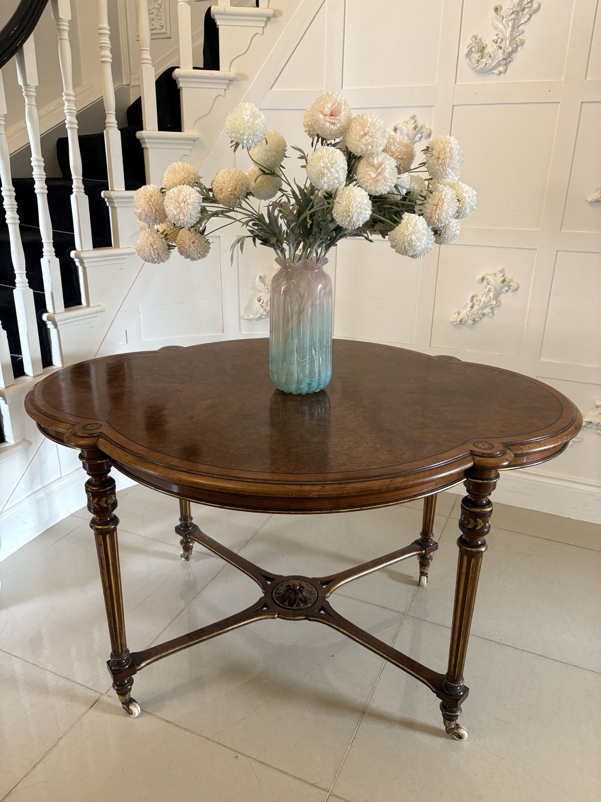 Outstanding Quality Antique 19th Century Burr Walnut Inlaid Centre Table photo furniture
