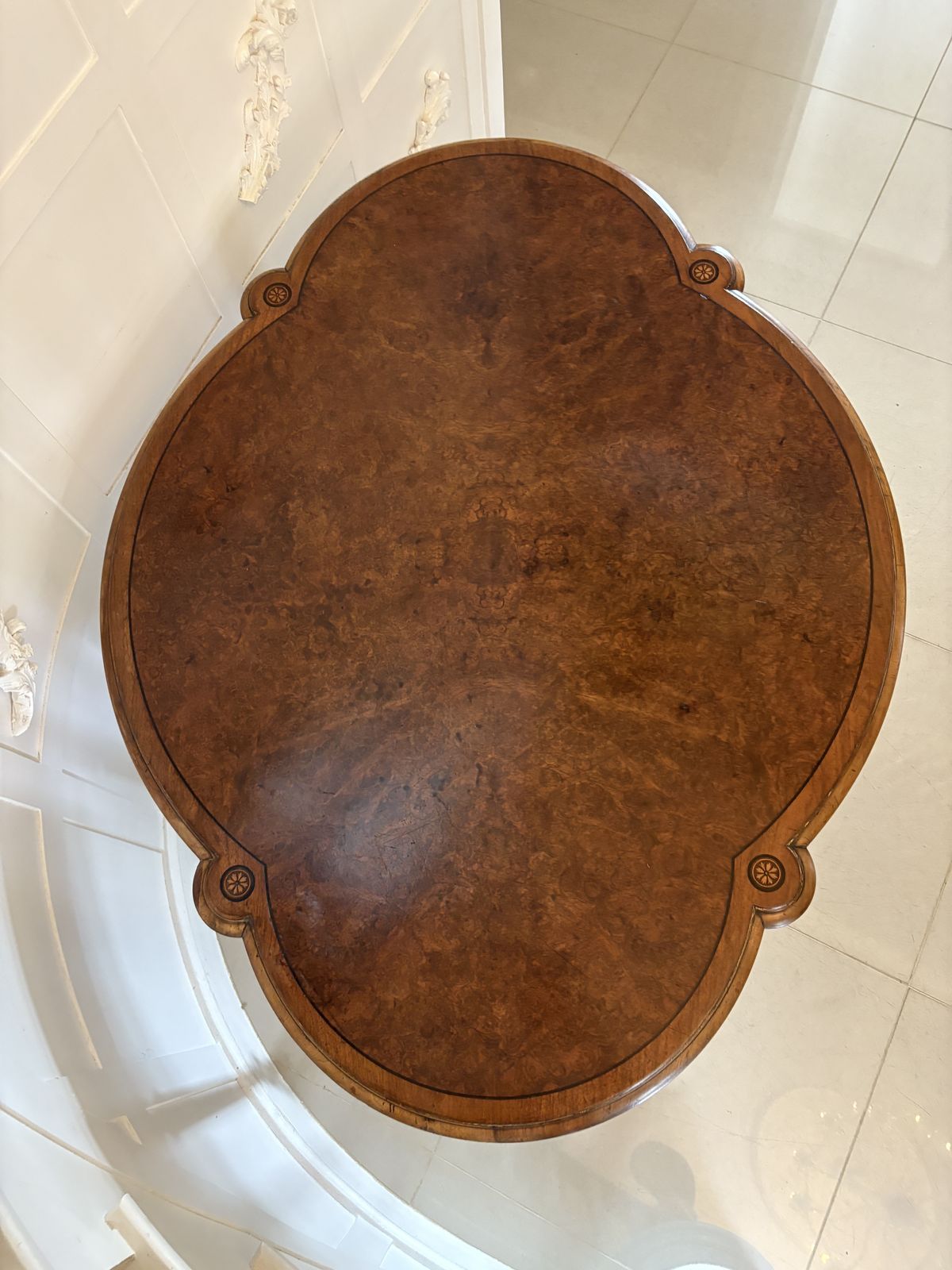 photo for sale Outstanding Quality Antique 19th Century Burr Walnut Inlaid Centre Table
