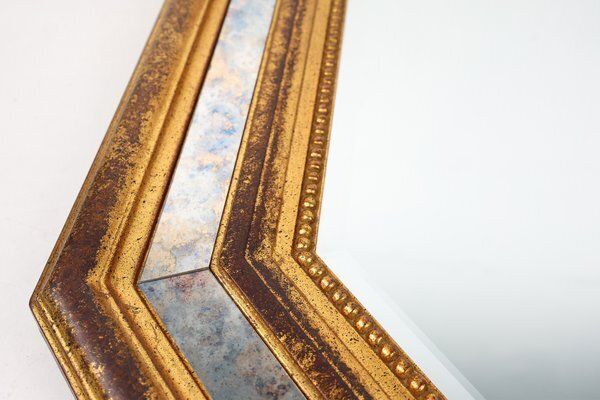 Gilded Octagonal Mirror By Deknudt, Belgium, 1950s photo vinterior