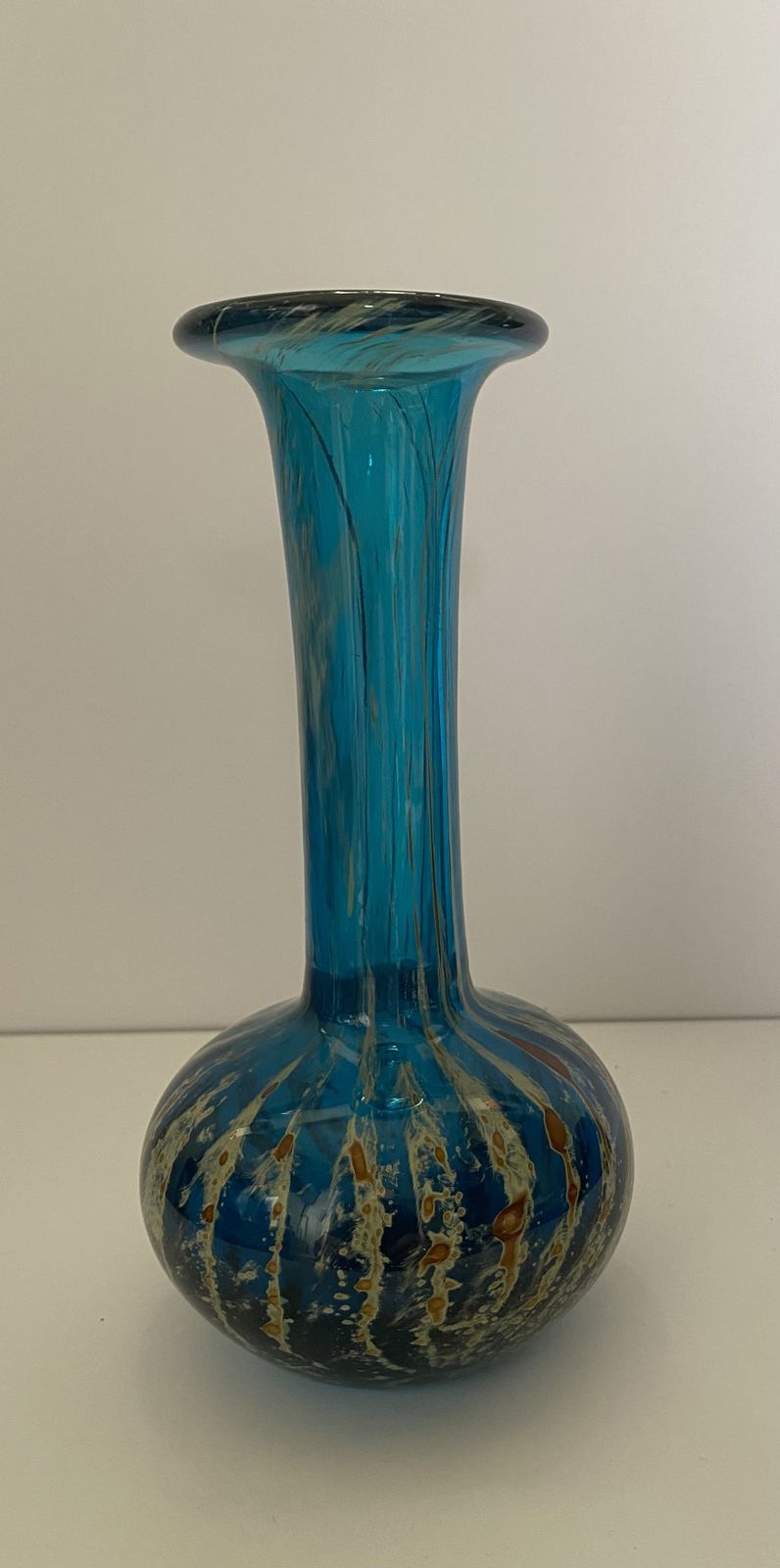 Mdina, Maltese Art Glass, Long Neck Vase By Michael Harris, 1970’s