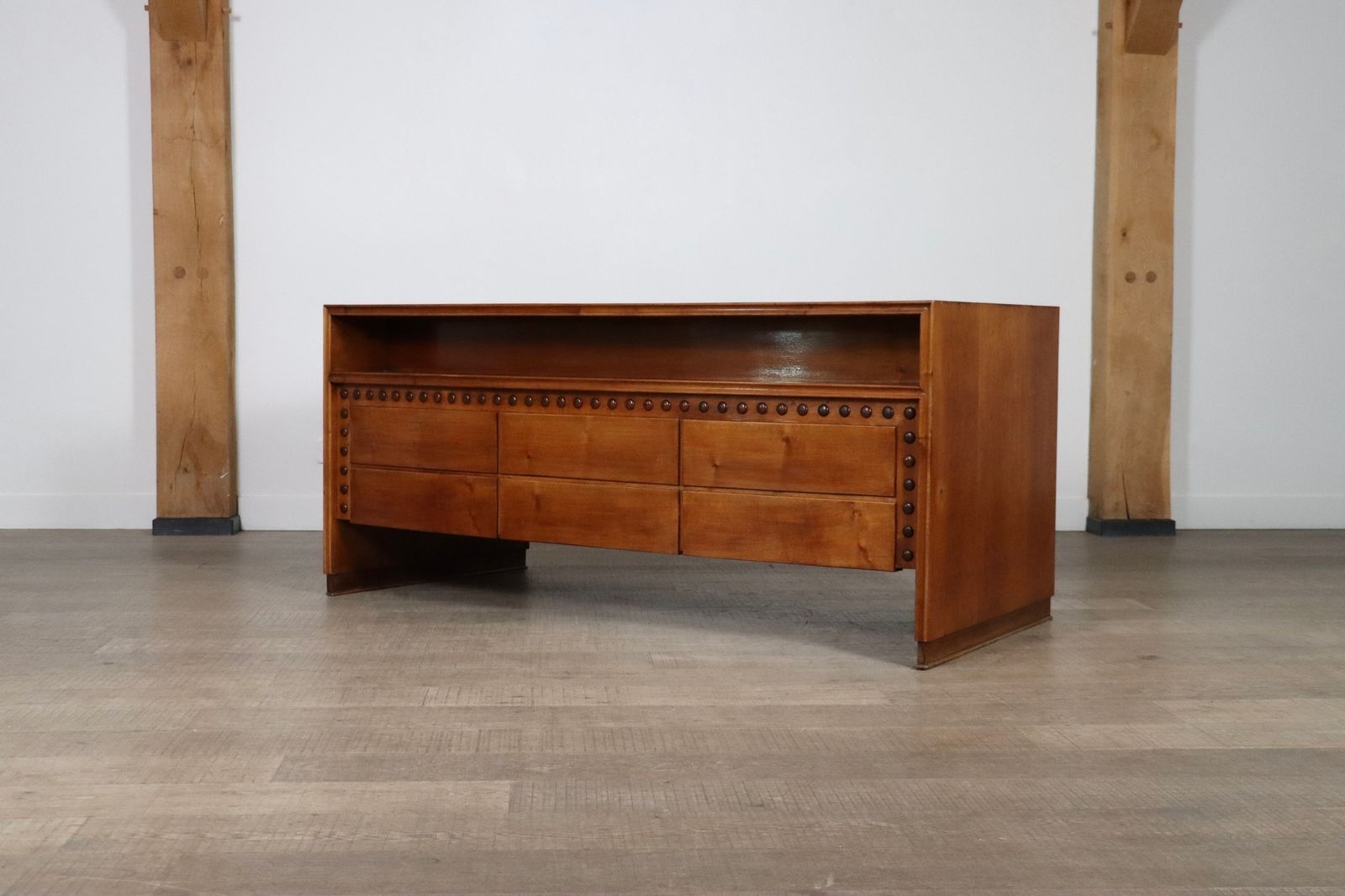 Curved Directors Desk In Walnut, Italy 1940s photo for sale