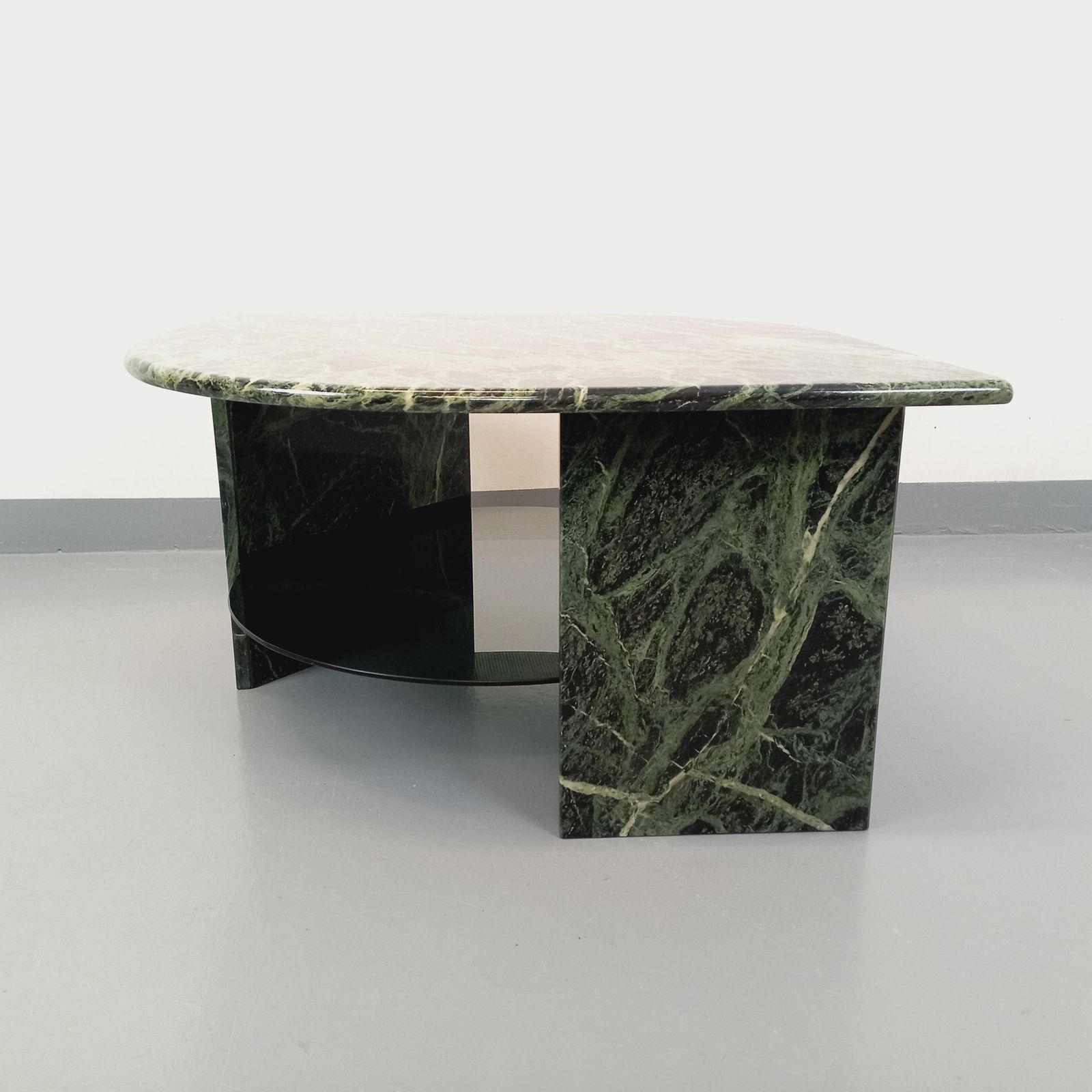 Square Coffee Table In Green Marble And Smoked Glass photo vintage