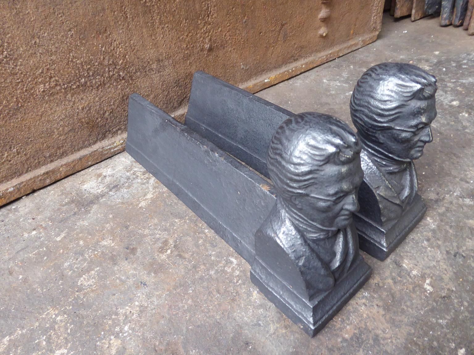 French Napoleon III Style 'Man' Andirons Or Firedogs photo vinterior