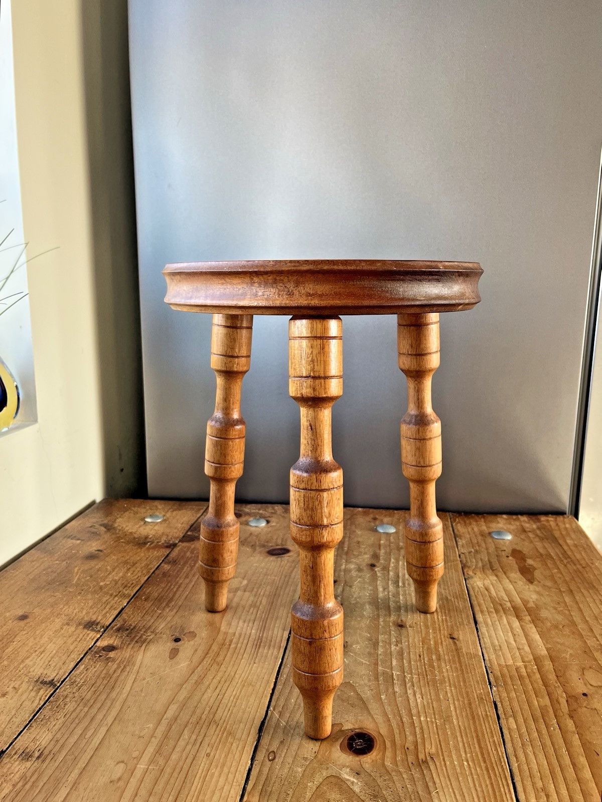 Dairy Milking Stool Rustic Oak Country Farmhouse Antique Old Vintage Plant Stand photo 75.0