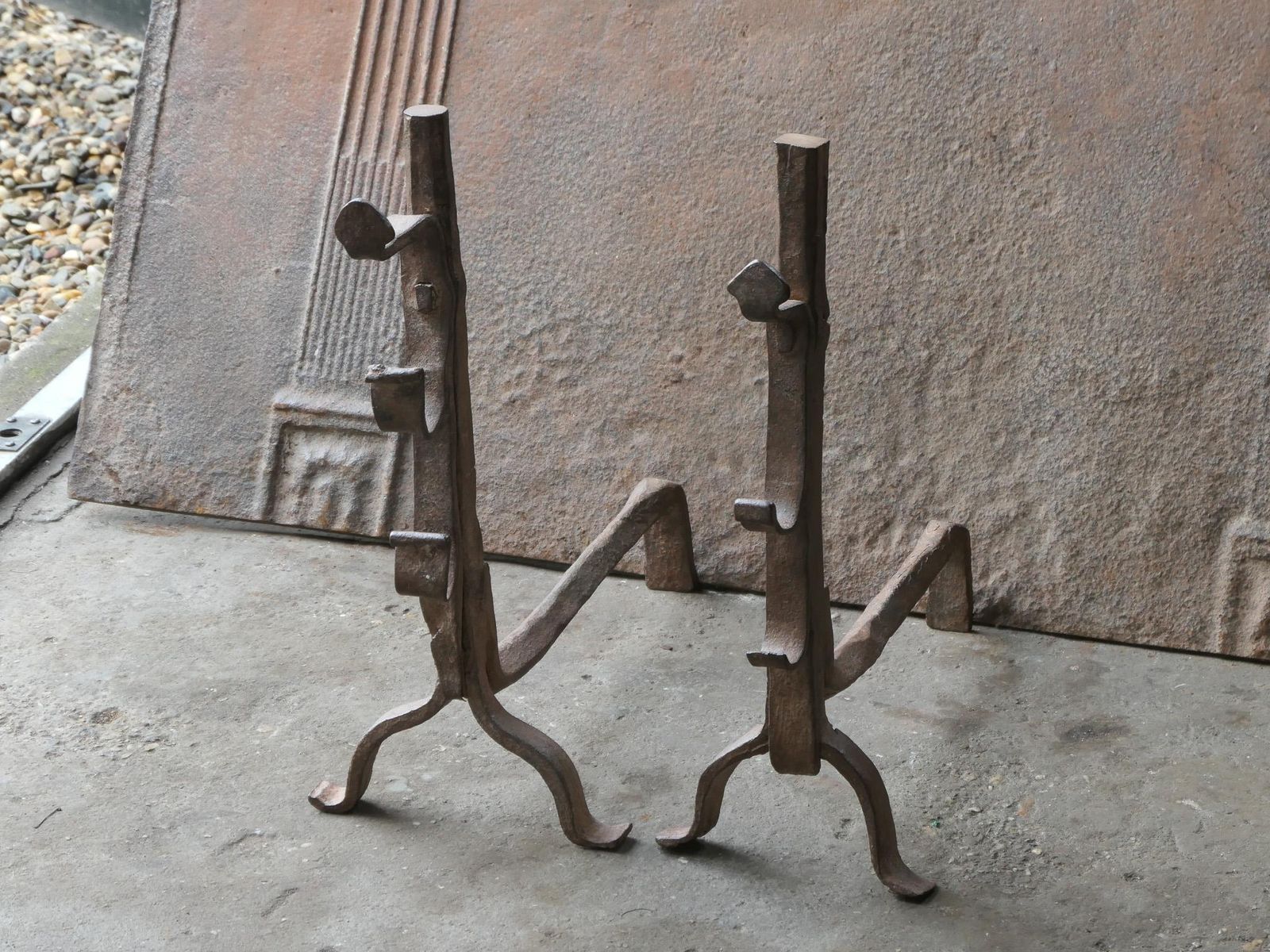Antique French Gothic Andirons, 17th Century photo Home Fixtures