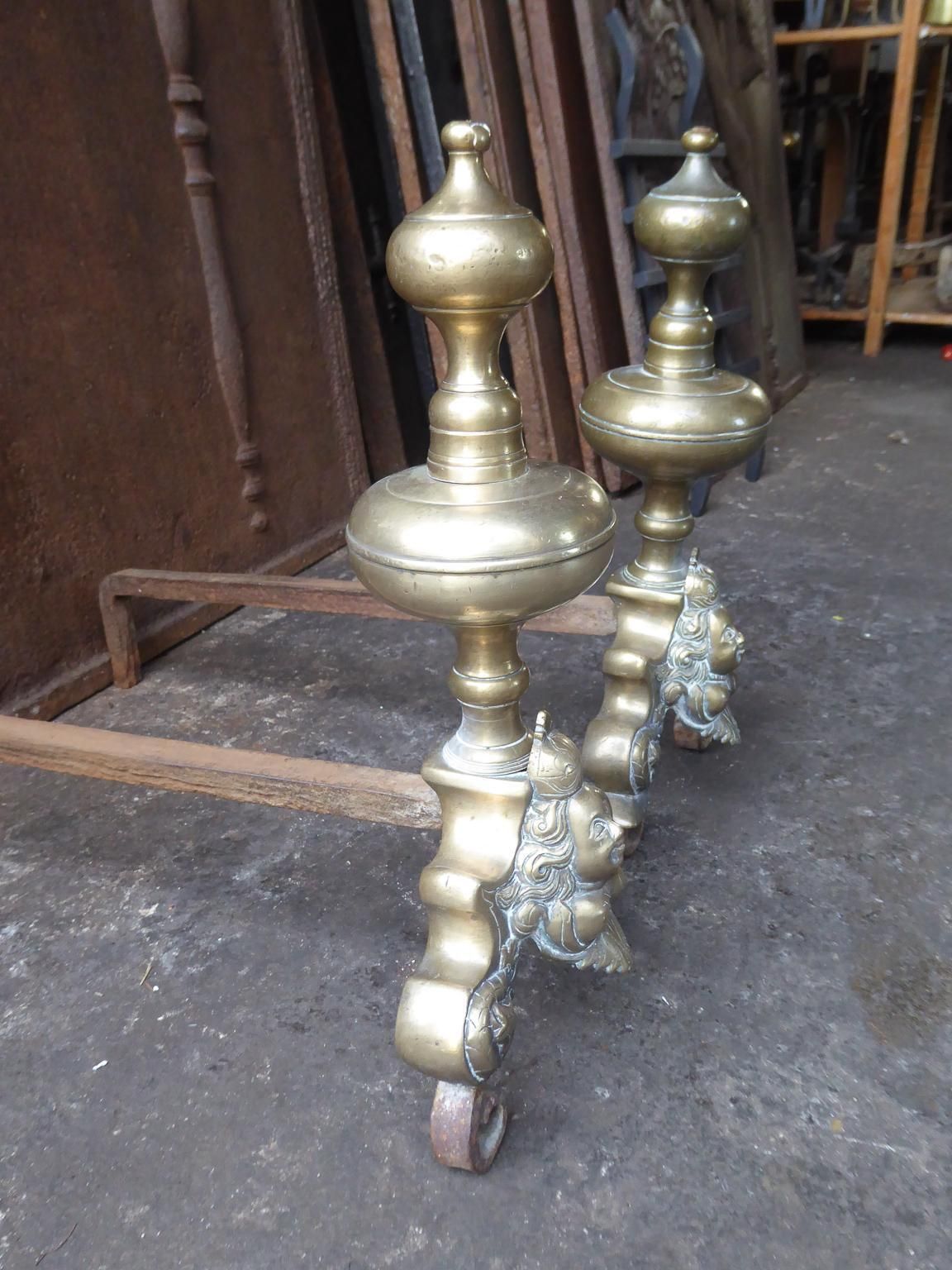 French Louis XIV Period Andirons Or Firedogs, 17th Century photo vintage