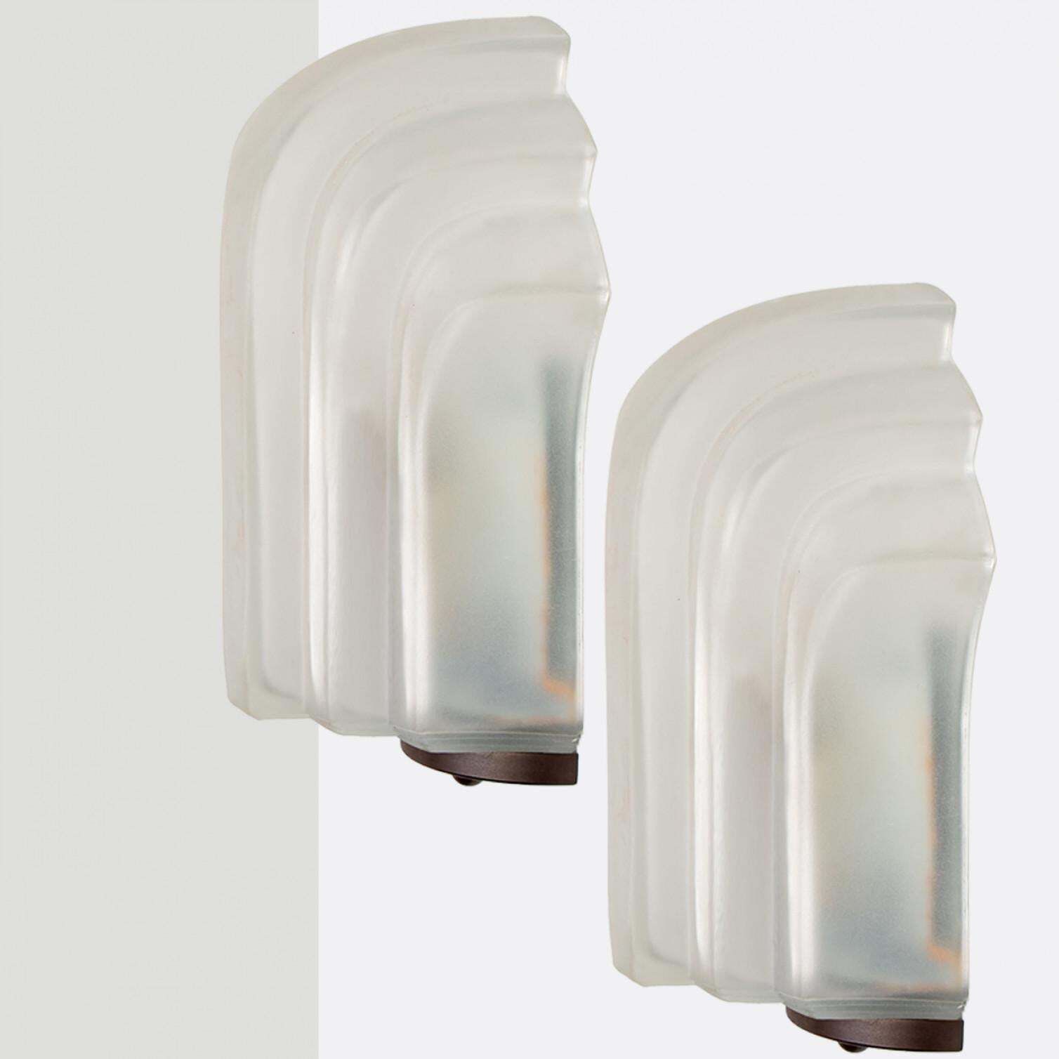 Pair Of  Art Deco Style Milk Glass Shell Wall Lights, Germany, 1970 photo for sale