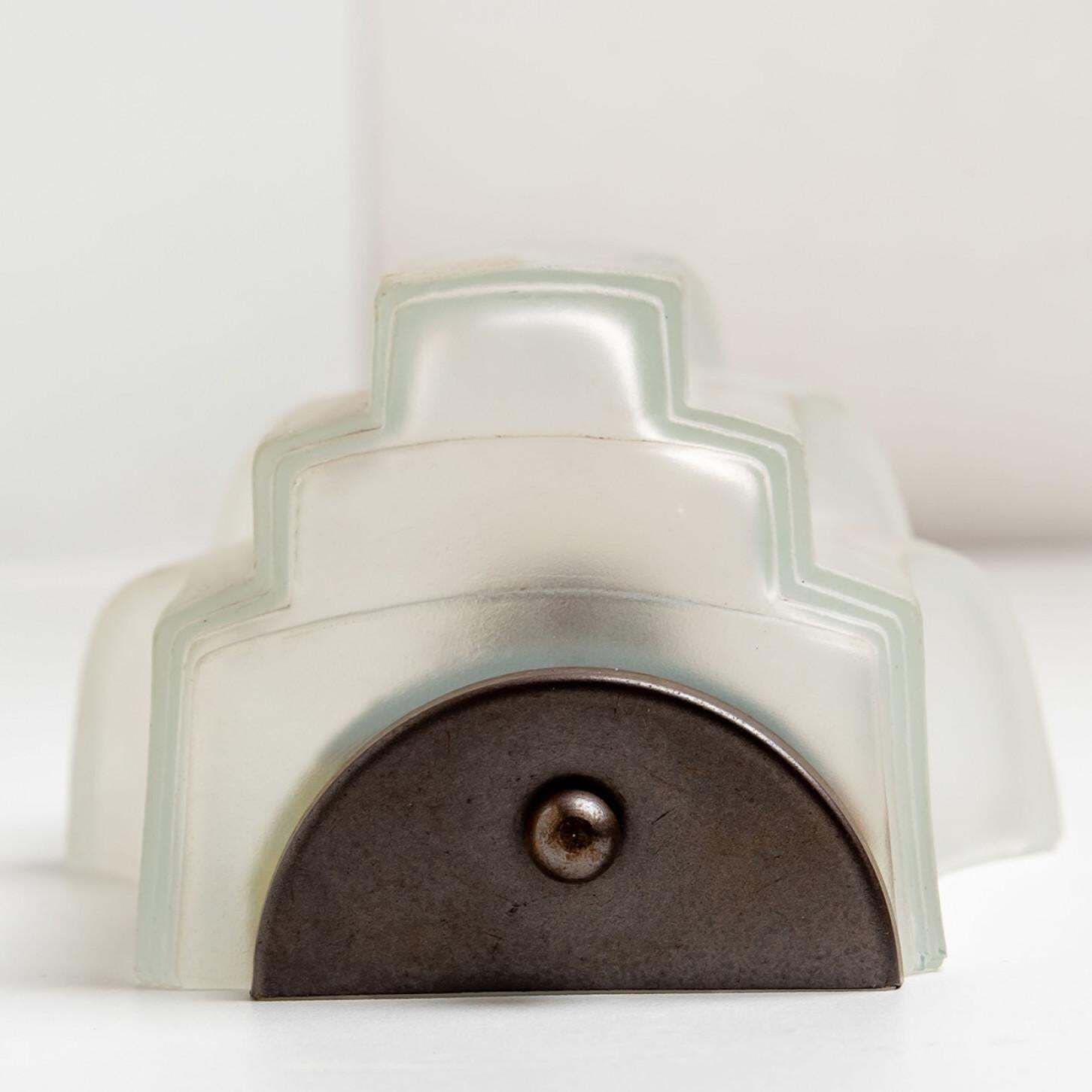 photo for sale Pair Of  Art Deco Style Milk Glass Shell Wall Lights, Germany, 1970