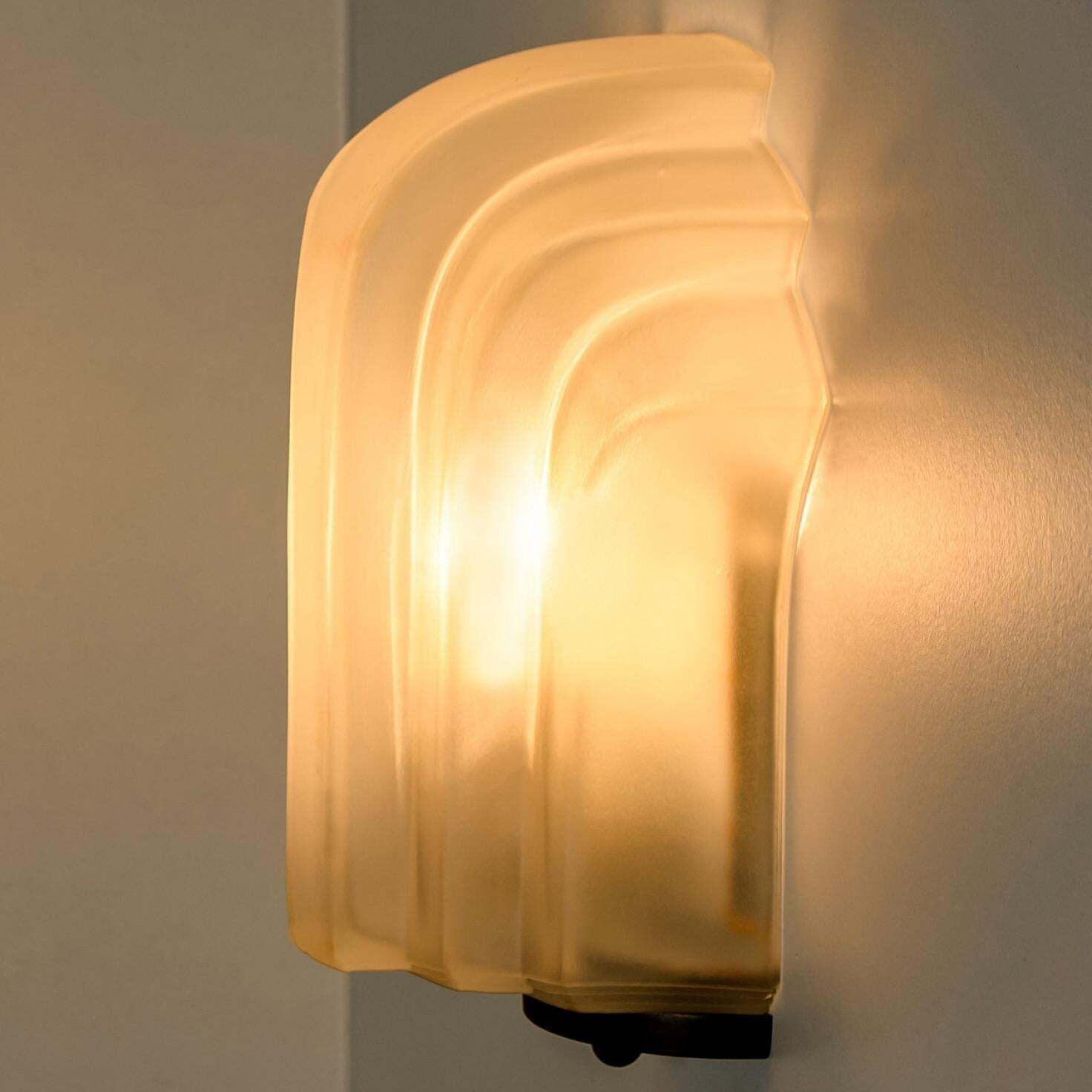 Lighting Pair Of  Art Deco Style Milk Glass Shell Wall Lights, Germany, 1970 photo