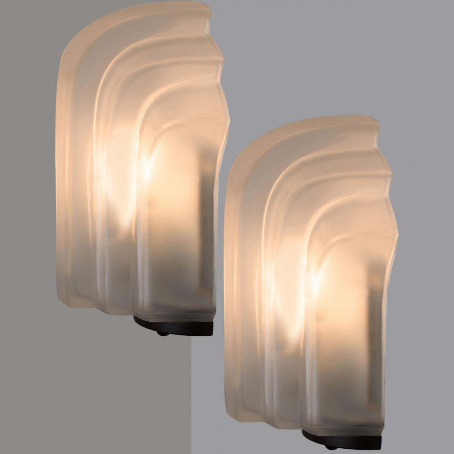 1107.0 Pair Of  Art Deco Style Milk Glass Shell Wall Lights, Germany, 1970 photo