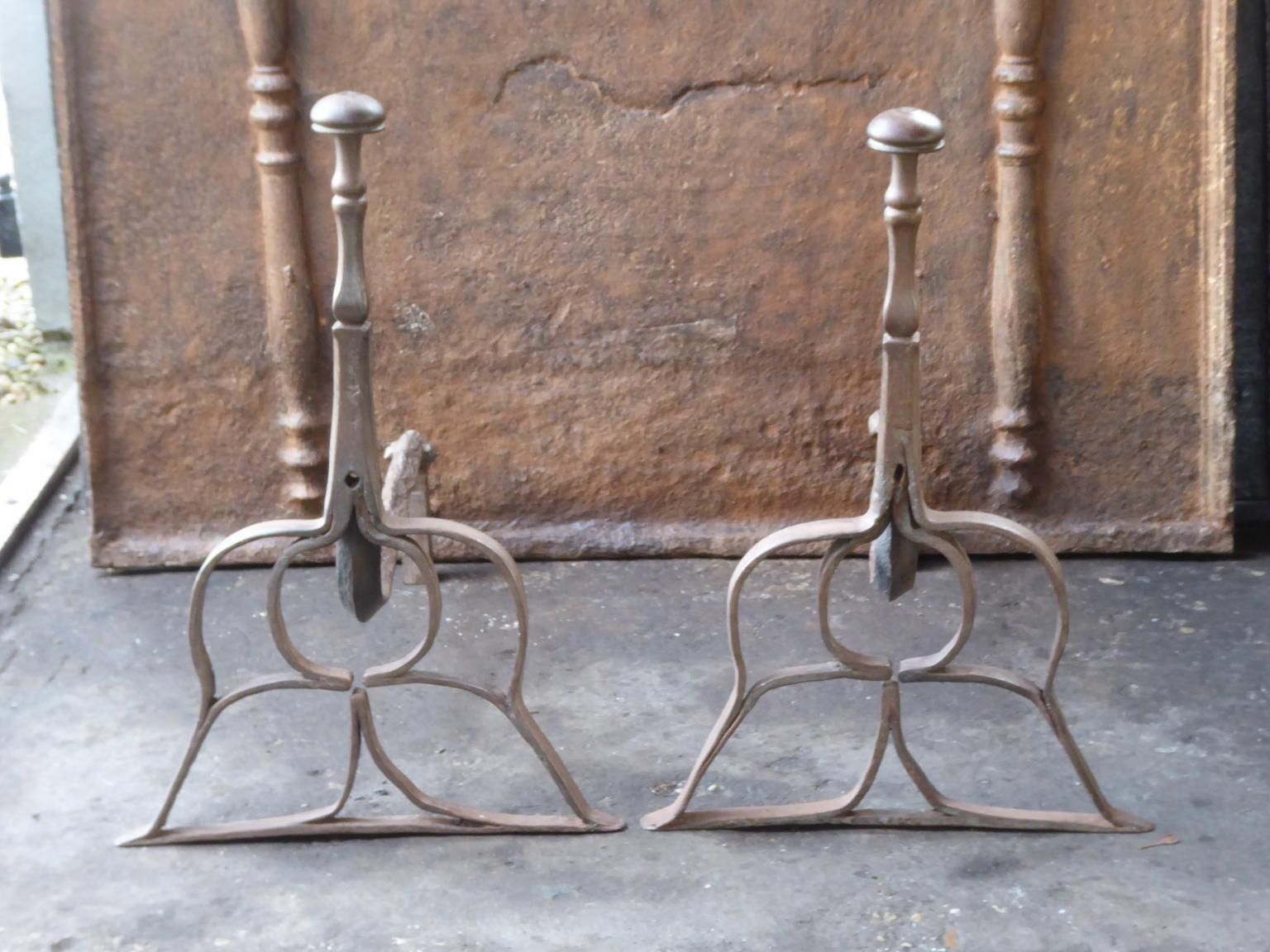 Dutch Louis III Andirons Or Firedogs, 17th Century photo furniture