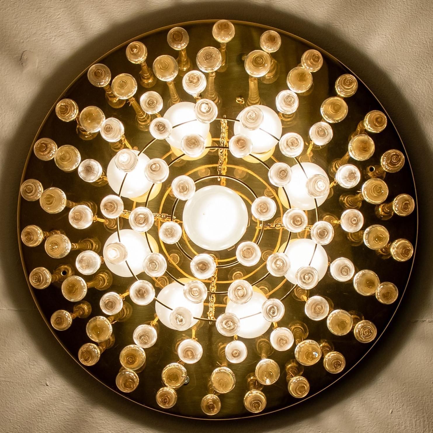 Drop Gold Glass And Brass Flush Mount By Ernst Palme, 1970s photo vinterior