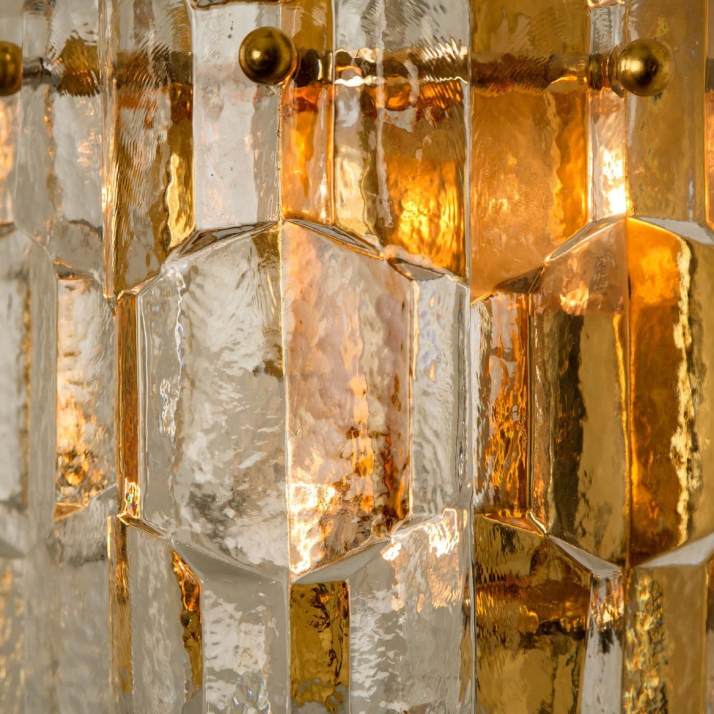 Set Of 5 J.T. Kalmar 'Palazzo' Wall Light Fixtures Brass And Glass photo buy