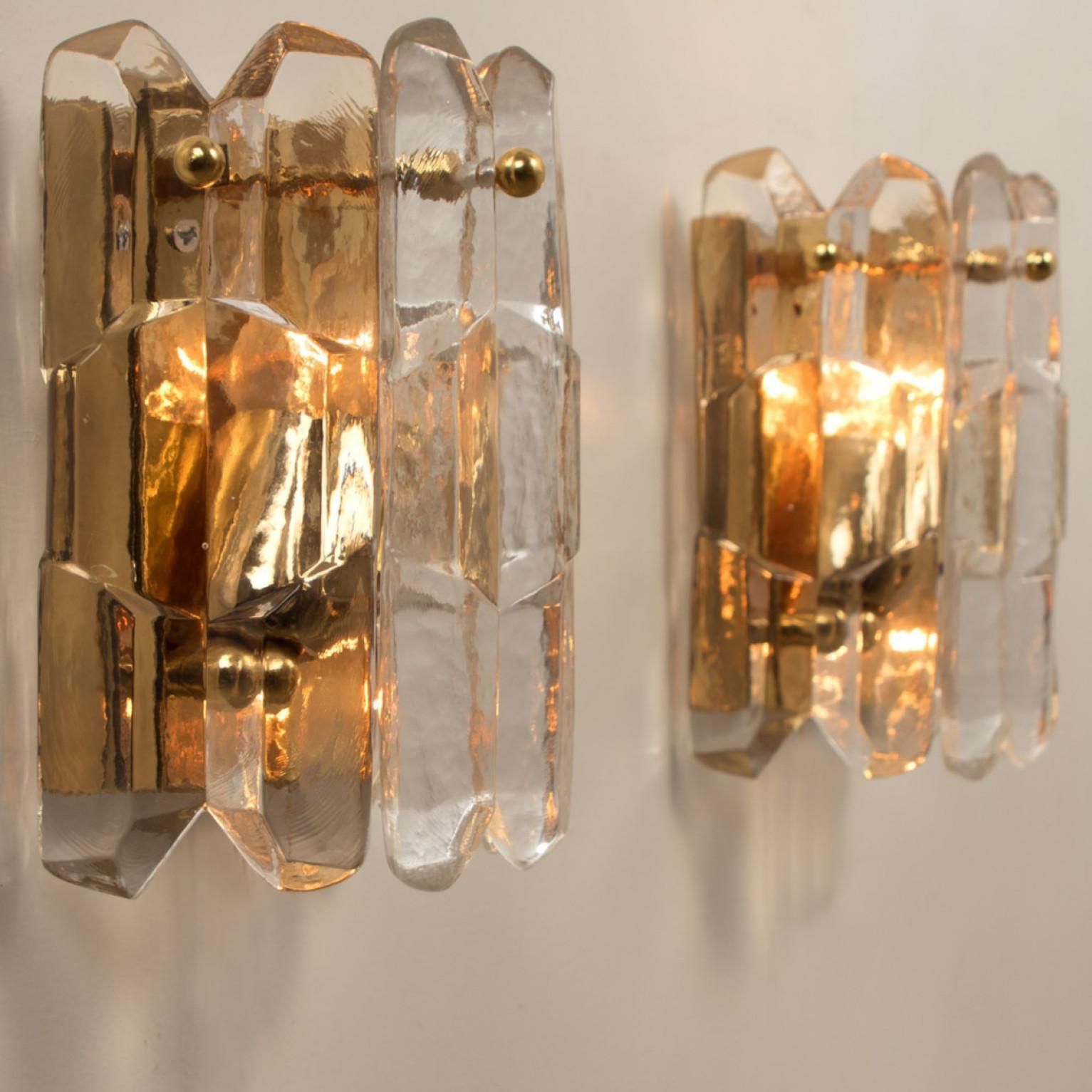 photo for sale Set Of 5 J.T. Kalmar 'Palazzo' Wall Light Fixtures Brass And Glass