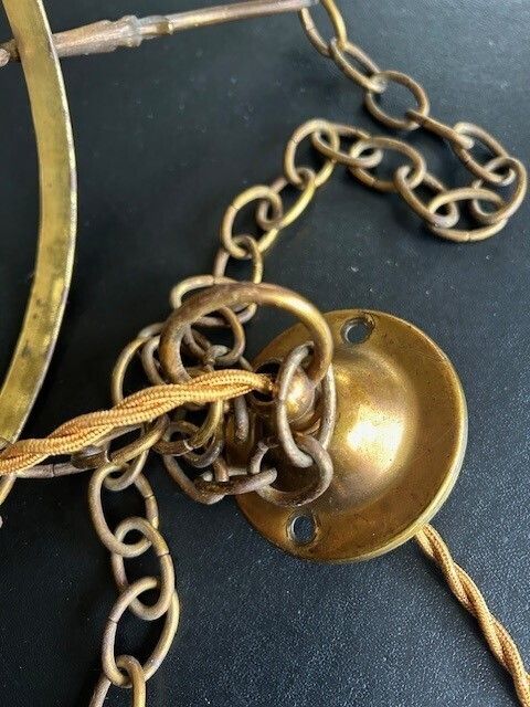 Vintage Mid Century Italian Ceramic, Glass And Brass Pendant Lamp 1960s photo vinterior