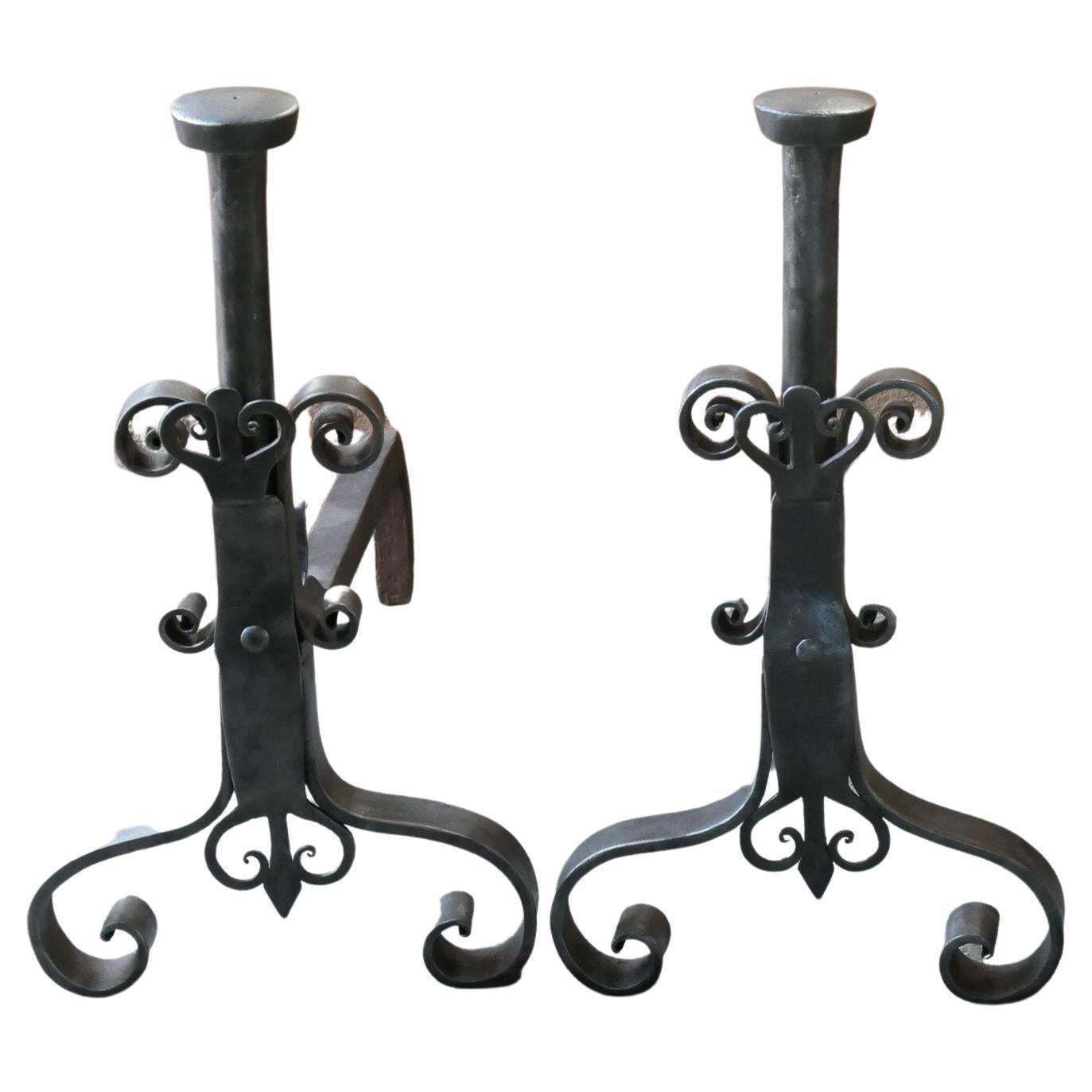 Large French 18th Century Andirons Or Landiers photo vinterior
