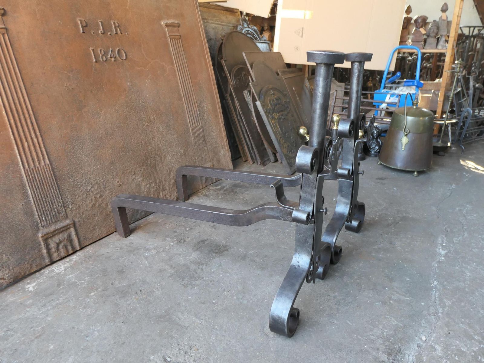 photo vinterior Large French 18th Century Andirons Or Landiers