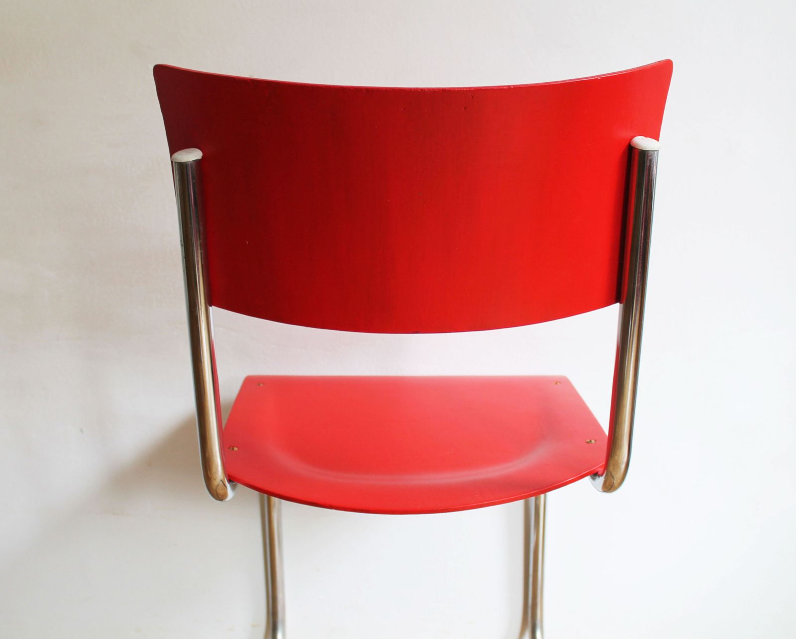 photo for sale Bright Red 1950's Modernist Cantilevered Chair
