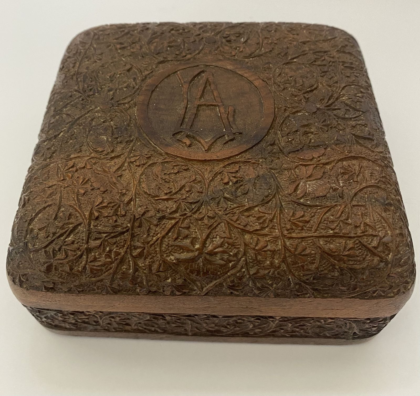 Antique, Victorian, Anglo Indian, Intricately Hand Carved Sandalwood Box photo furniture