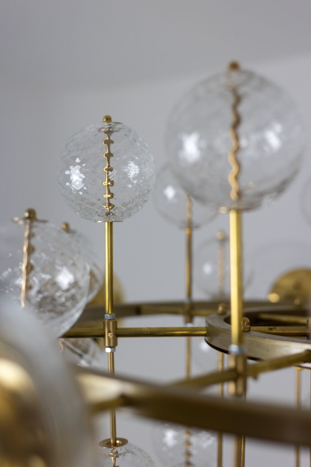 Large Chandelier In Gilded Brass And Decorative Balls. 1970s. photo 6600.0