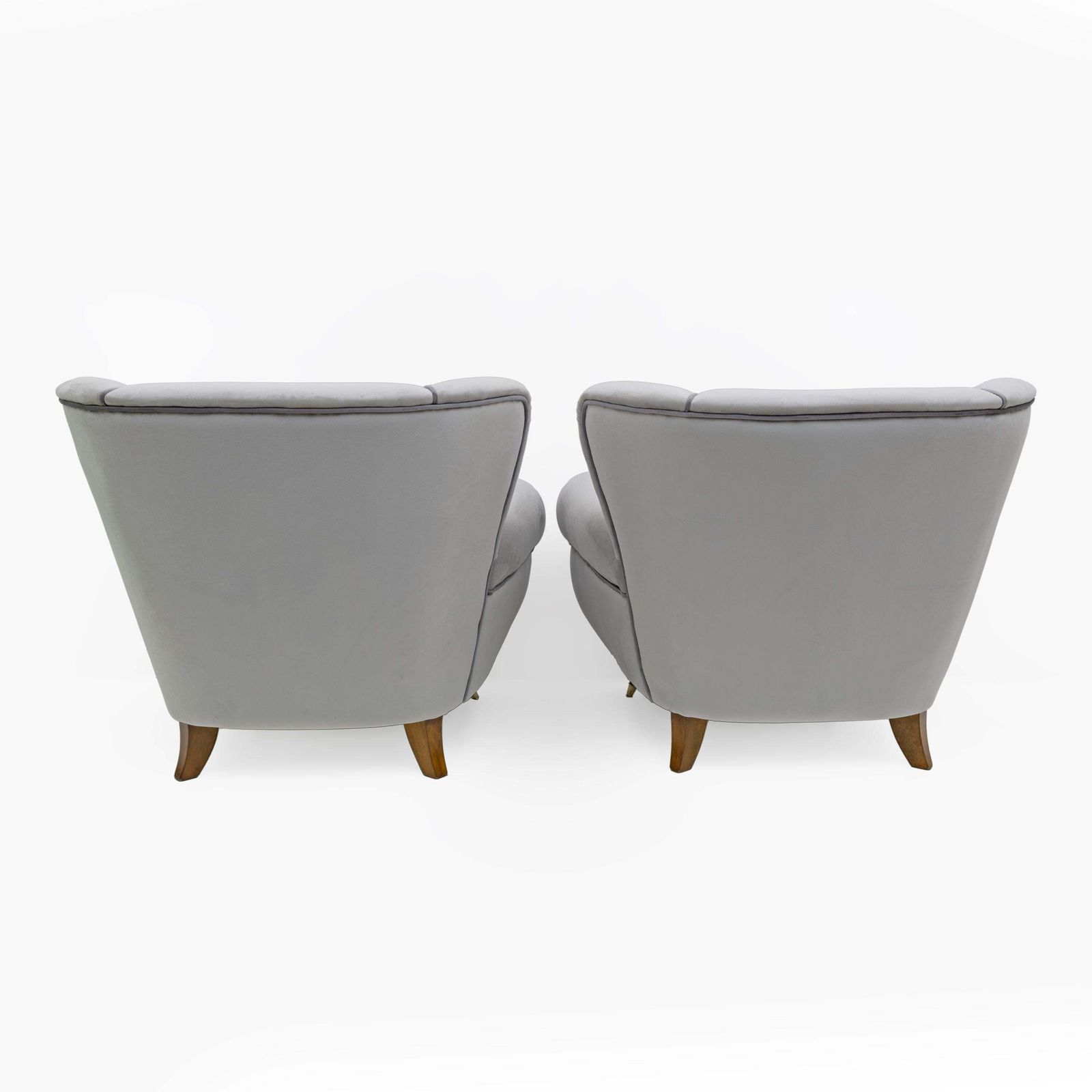 Attributed Guglielmo Ulrich Art Deco Italian Velvet Armchairs, 1940s, Pair photo vintage
