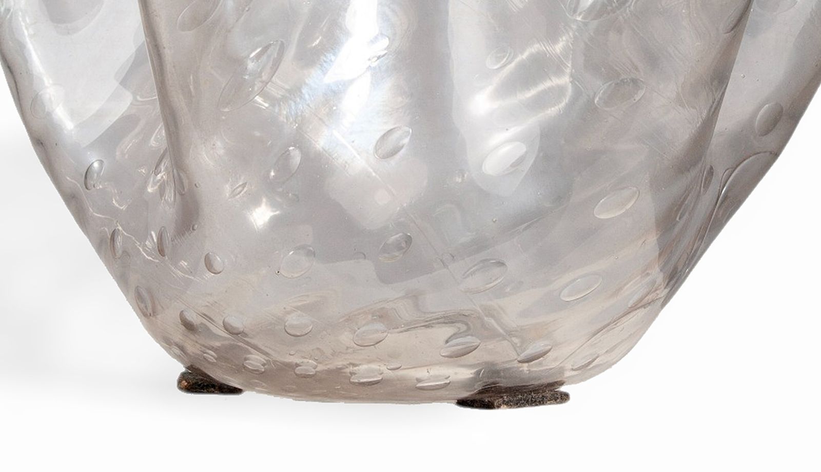 Mid 20th Century Modern Blueish Murano Glass 'Fazzoletto' Vase With Folds, Italy photo vinterior