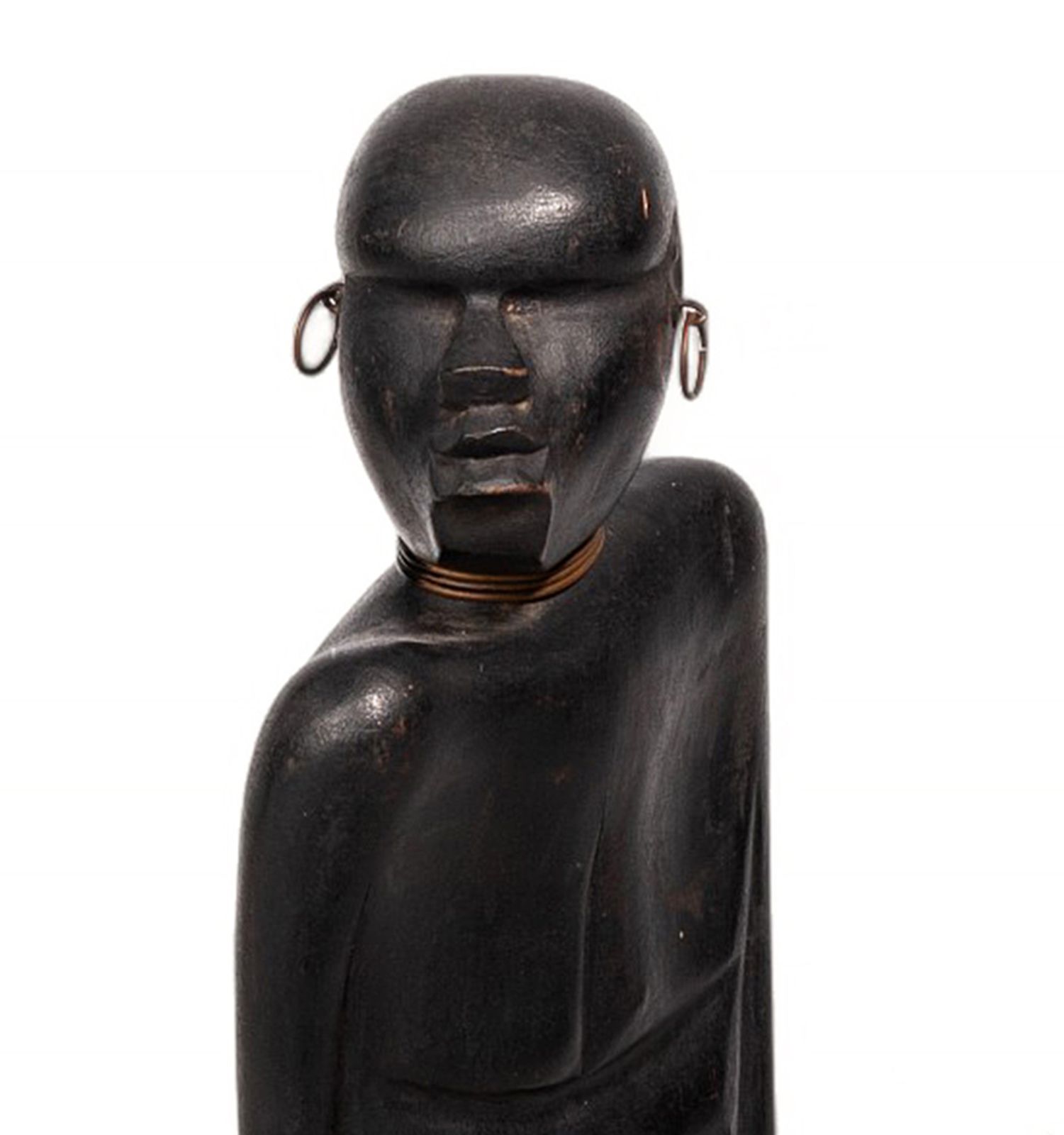 Early 20th Century Art Déco Black Wood Sculpture Of An African Warrior With A Spear By Karl Hagenauer (Werkstätte Hagenauer Wien), Austria photo buy
