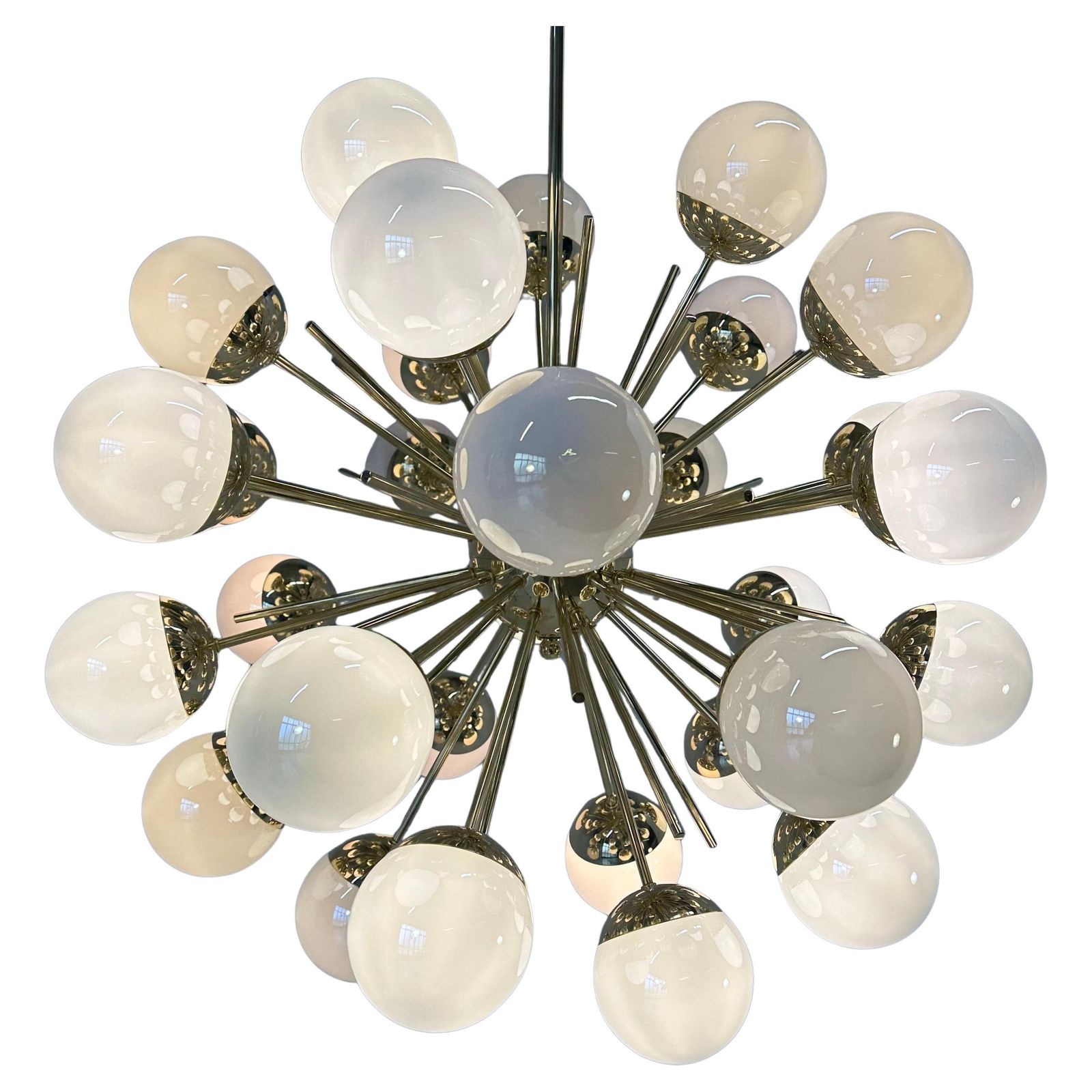 Stunning Mid Century Modern Murano Glass & Brass Sputnik Chandelier