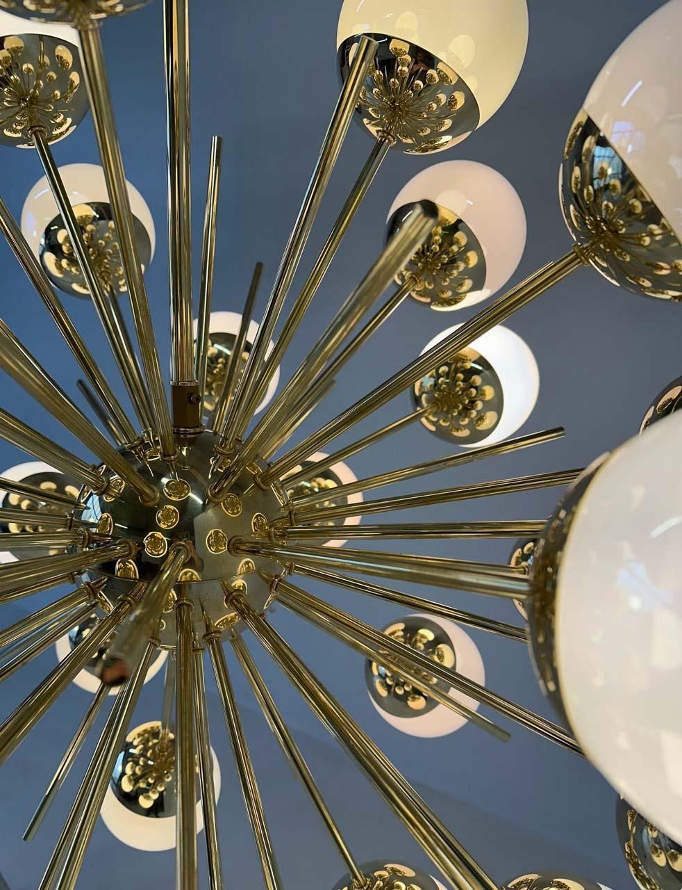 Stunning Mid Century Modern Murano Glass & Brass Sputnik Chandelier photo buy