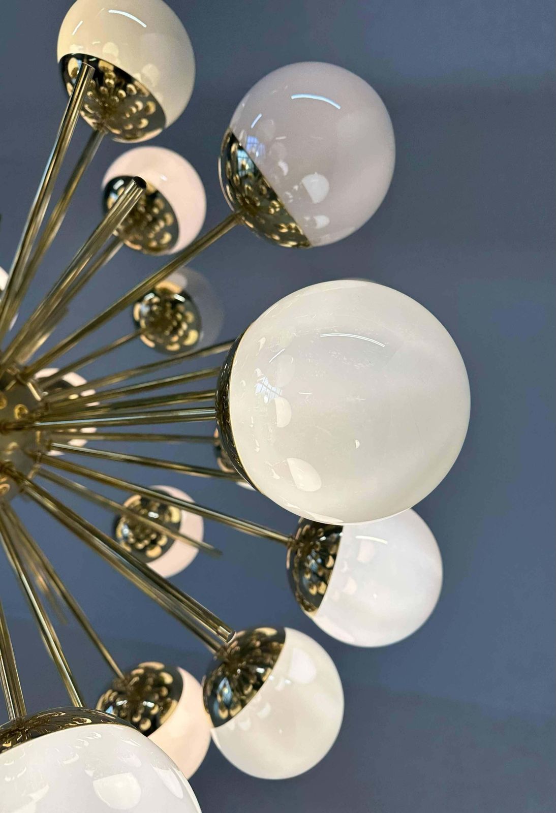 Stunning Mid Century Modern Murano Glass & Brass Sputnik Chandelier photo vintage