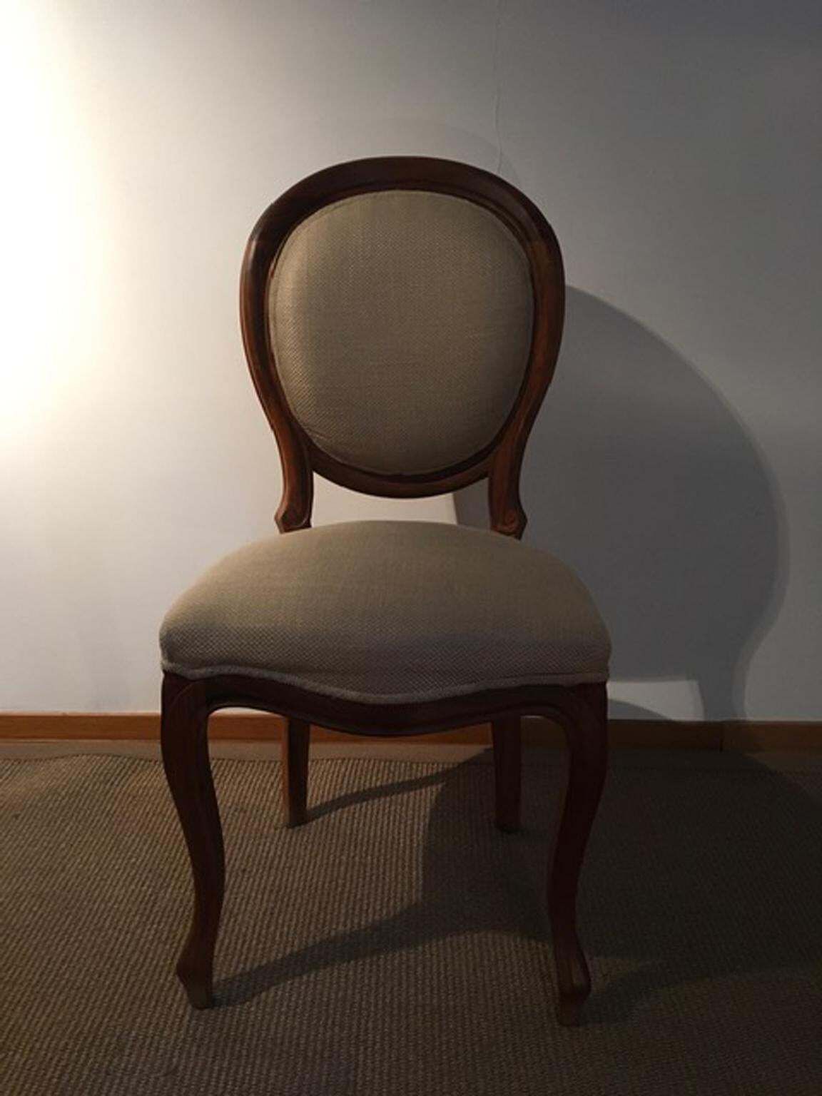 1990 Italy Post Modern Set 4 Chairs In Walnut And Linen photo furniture