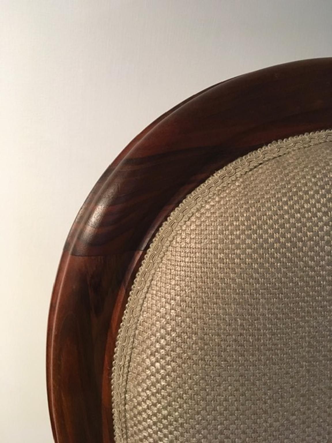 photo furniture 1990 Italy Post Modern Set 4 Chairs In Walnut And Linen