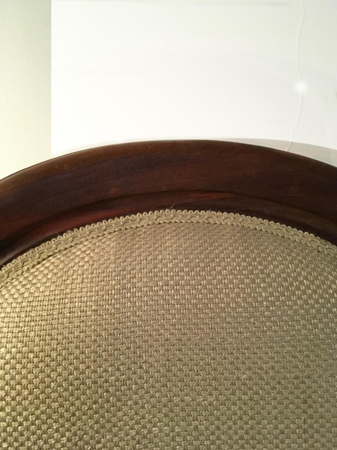 photo for sale 1990 Italy Post Modern Set 4 Chairs In Walnut And Linen
