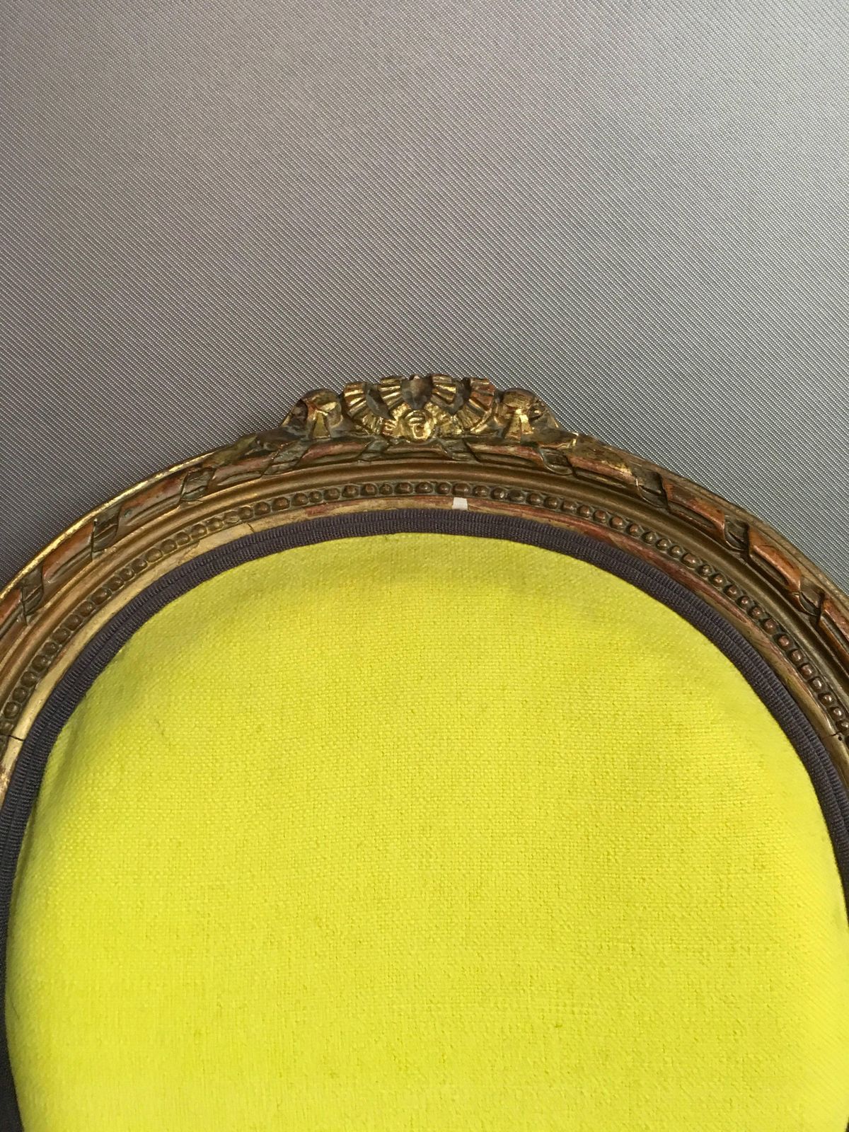 Mid 19th Century Pair French Provincial Wooden Chairs Yellow Linen photo vintage