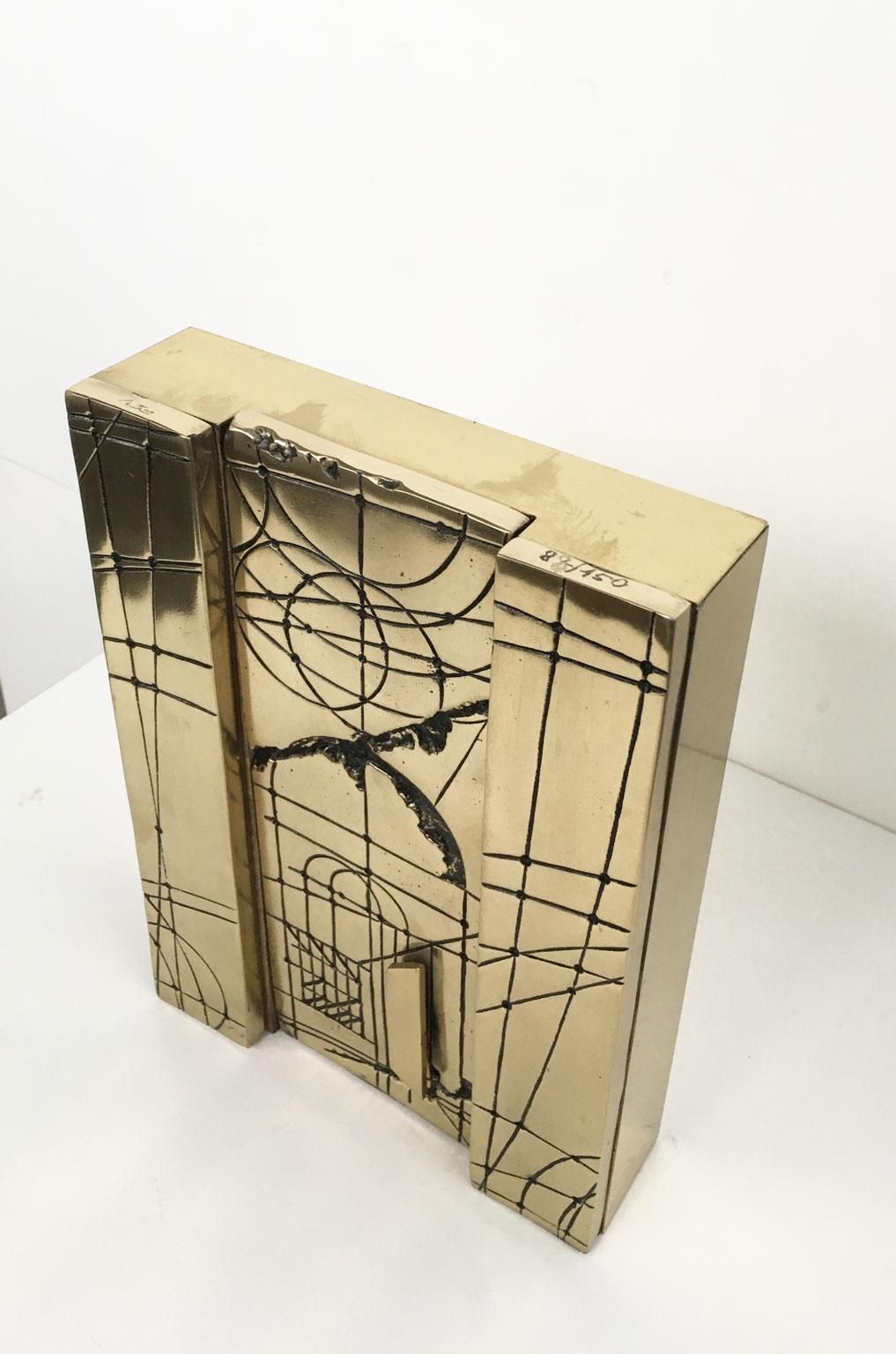1980 Italy Bronze Abstract Sculpture Walter Valentini Città Del Sole photo buy
