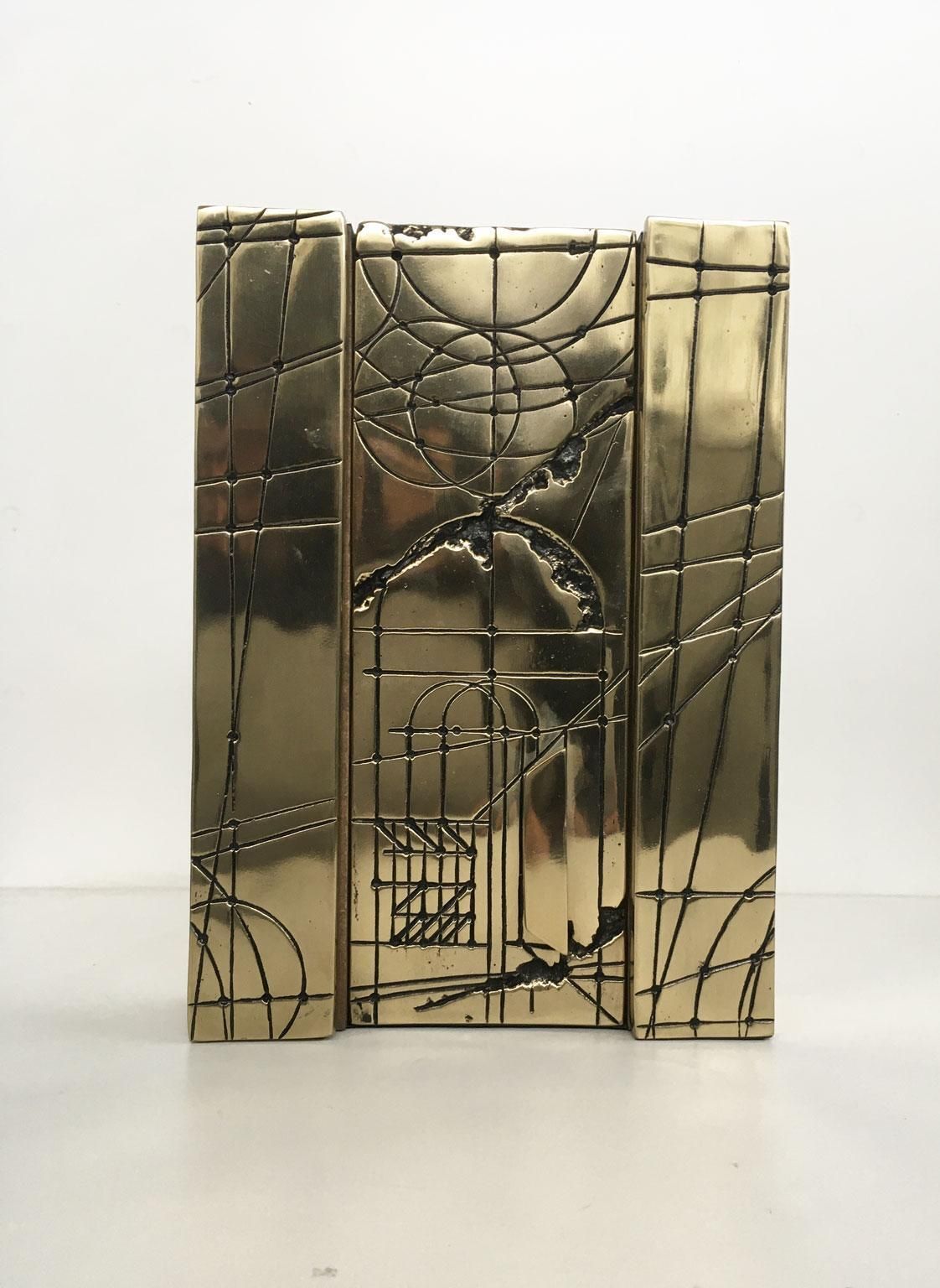 photo furniture 1980 Italy Bronze Abstract Sculpture Walter Valentini Città Del Sole