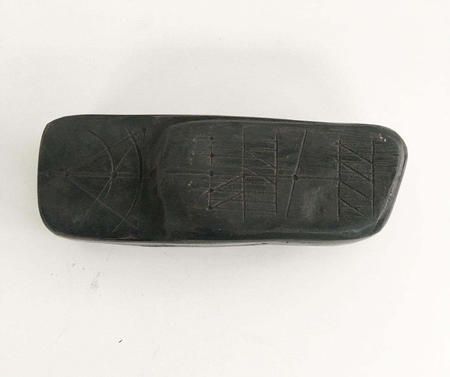 Italy 1980 Black Bronze Abstract Sculpture Walter Valentini Big Tracks Tracce photo for sale