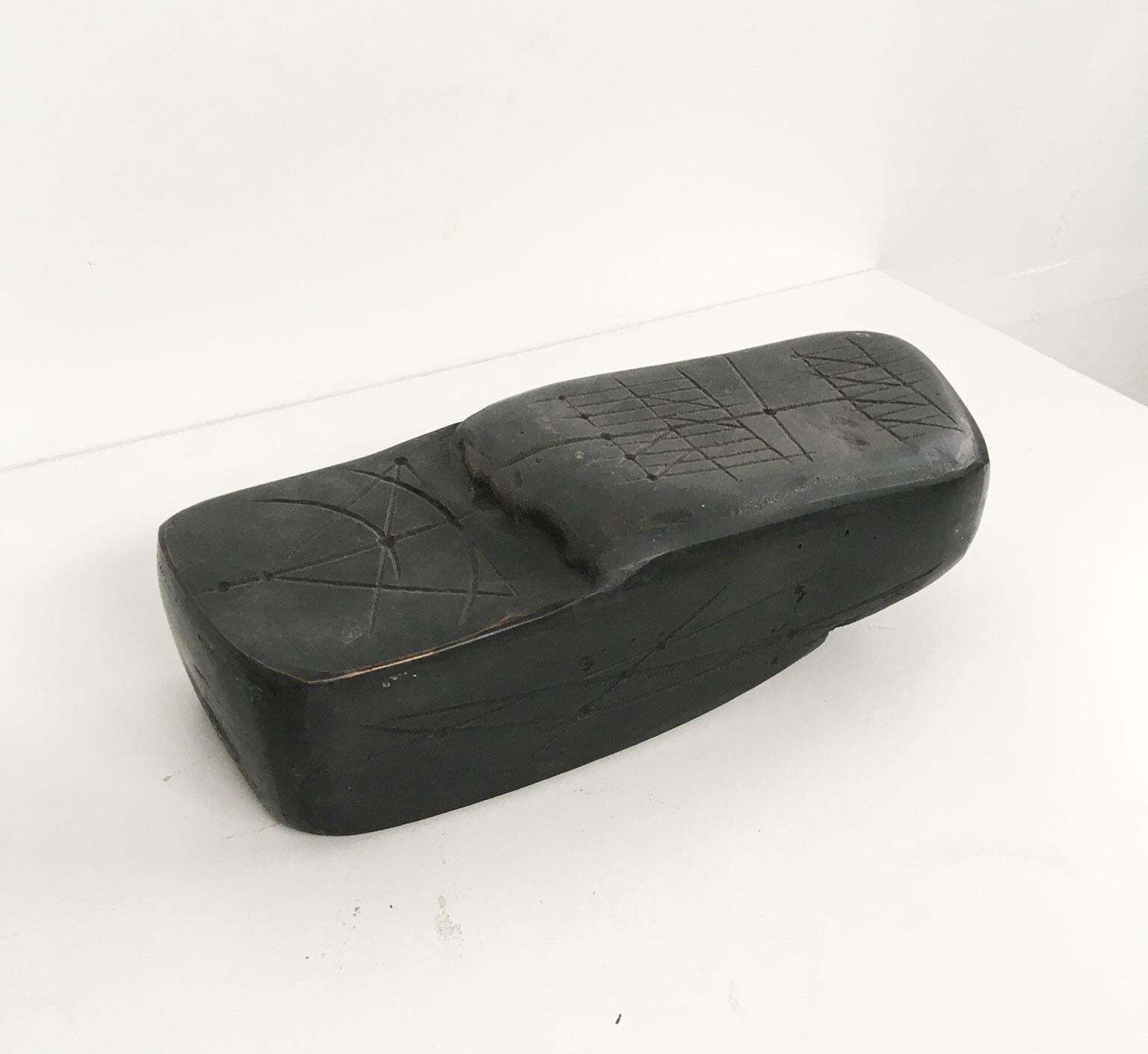 Italy 1980 Black Bronze Abstract Sculpture Walter Valentini Big Tracks Tracce photo Art