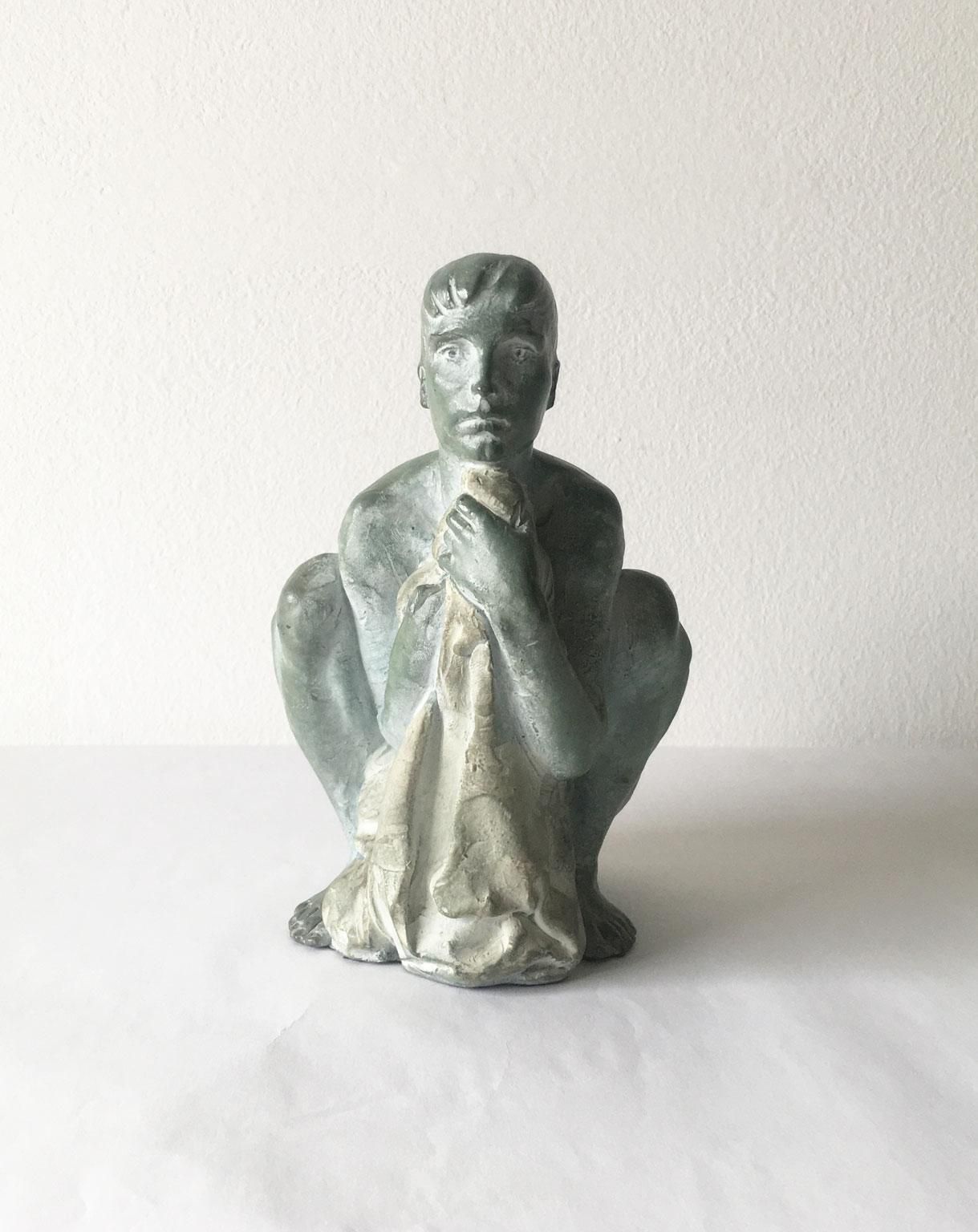 1995 Italy Bronze Sculpture By Giuseppe Bergomi Davanti Al Mare photo for sale