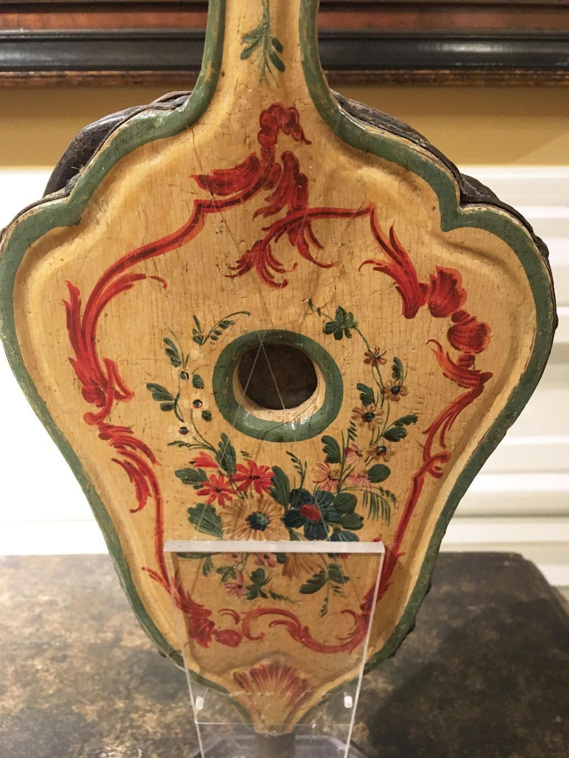 Home Decor 1750 Venezia Italy Yellow Lacquered Carved Wooden Fireplace Bellows With Flowers photo