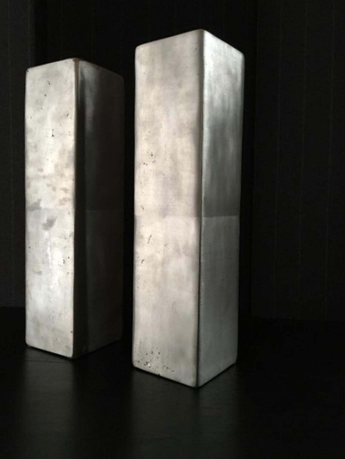 Africa Organic Modern Pair Of Cast Lost Wax Aluminum Vases photo Home Decor